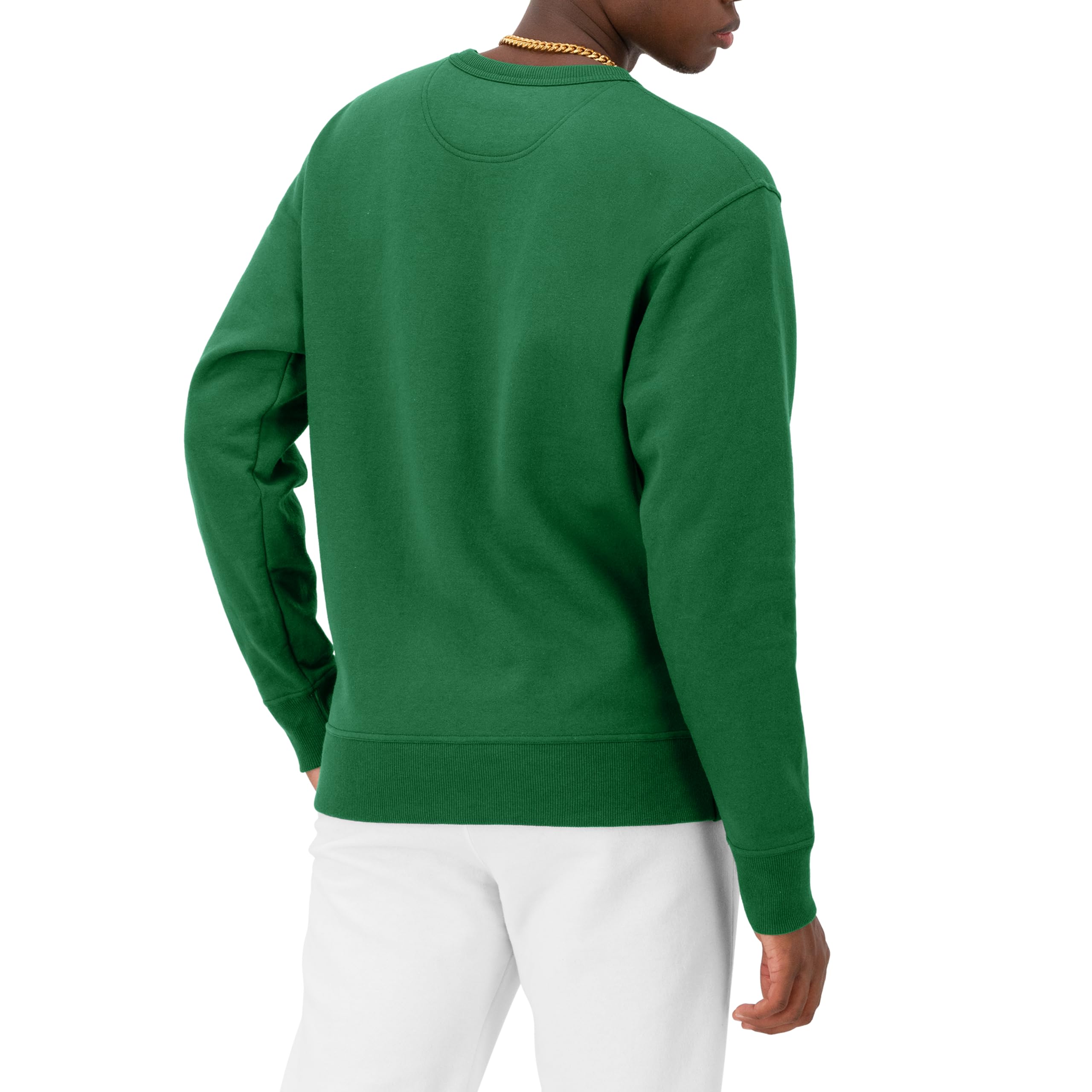 Champion Crewneck, Powerblend Fleece, Hoodie Sweatshirt for Men, Logo (Reg. or Big & Tall), Road Sign Green Small Script