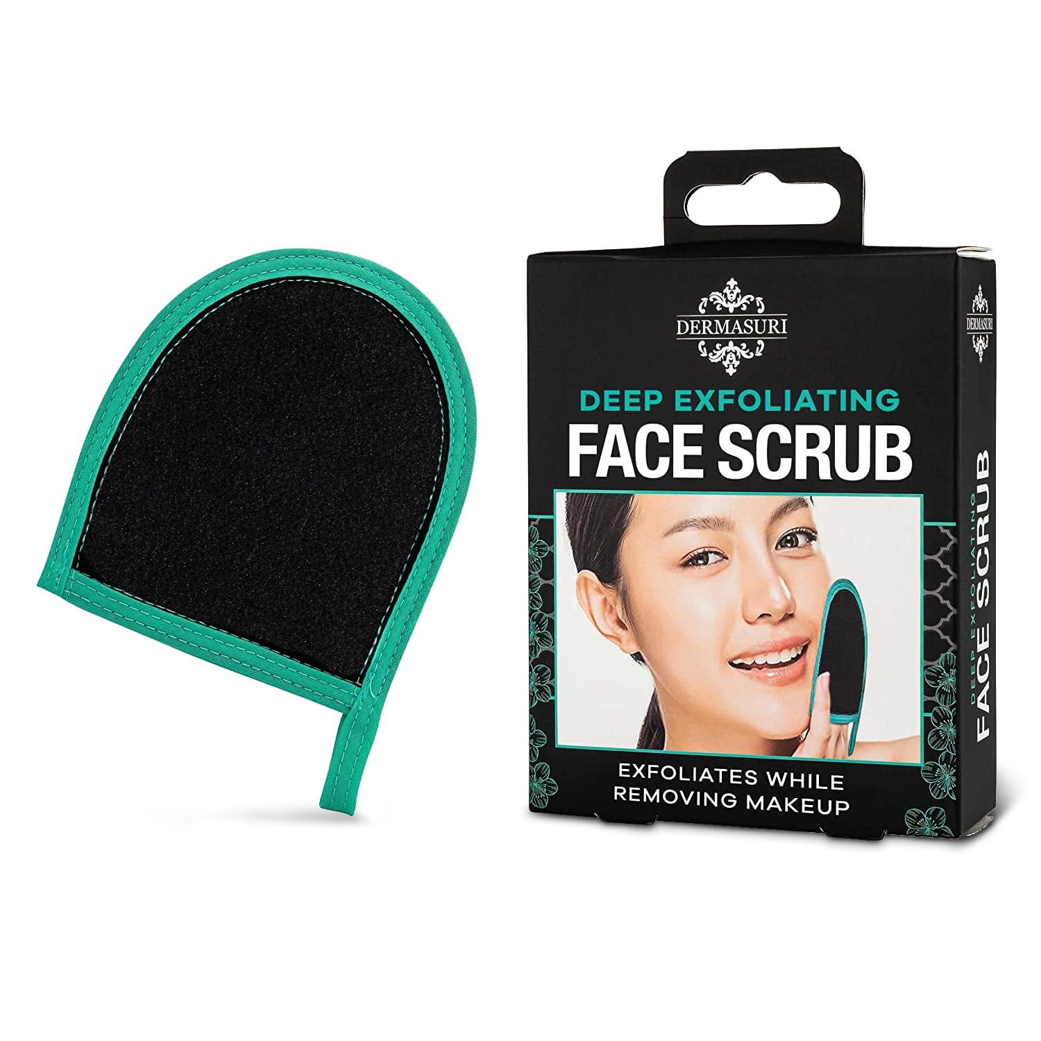 Dermasuri Deep Exfoliating Glove for Face - Exfoliating Mitt Face Scrub and Dead Skin Remover - Face Scrubber for Men & Women - Face & Neck Skincare - Face Exfoliator Tool - Shower & Dry Use (1 Pack)