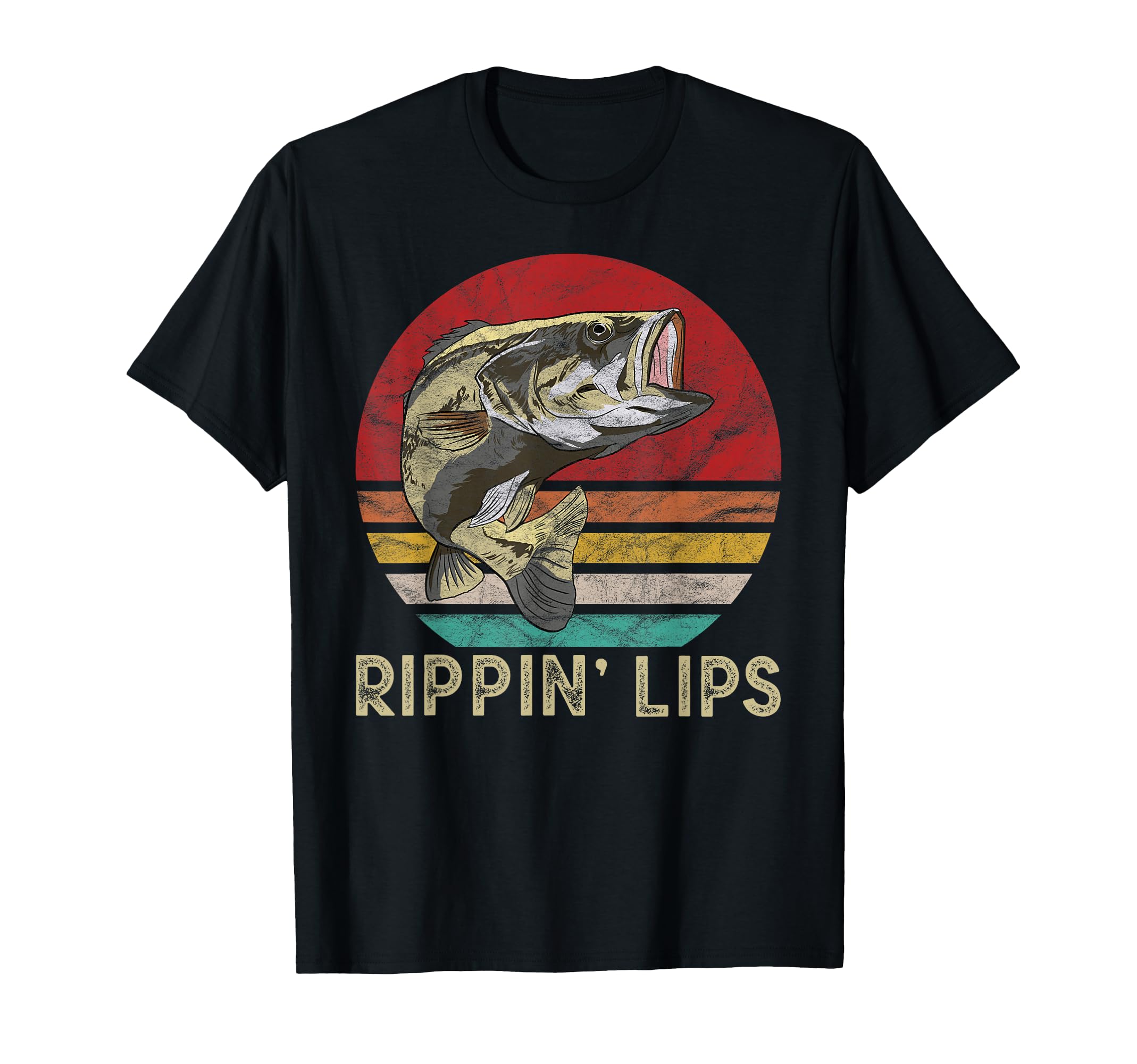 Rippin Lips Retro Vintage Bass Fishing Gifts T-Shirt