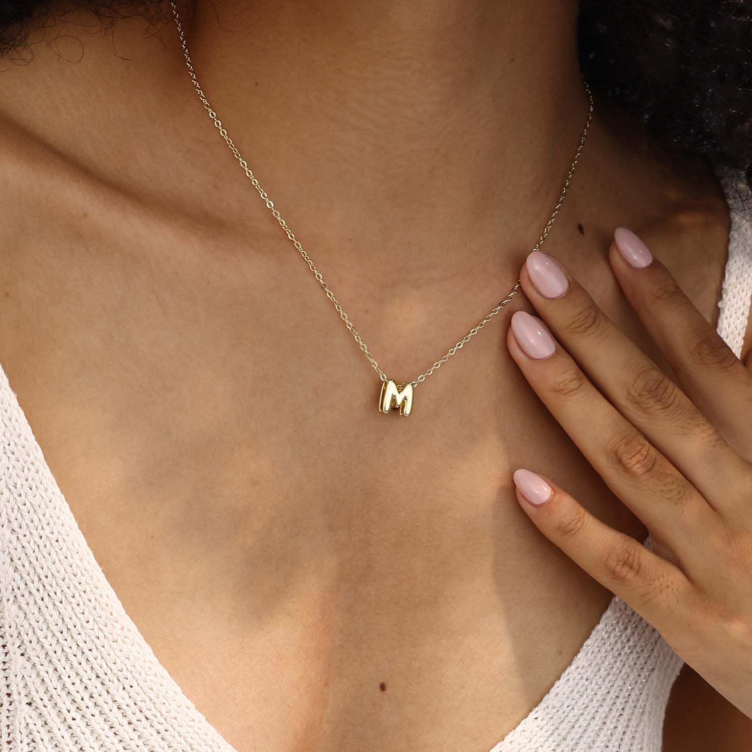 CUEZIY Bubble Letter Necklace Gold Initial Necklaces for Women Name Necklace Personalized Bubble Pendant Necklace Dainty Charm Necklaces Teen Gift Trendy Stuff Gold Jewelry Gifts
