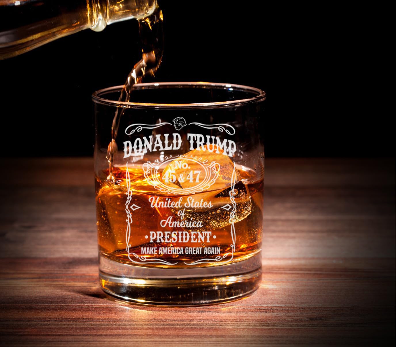 NeeNoNex Donald Trump Laser Engraved Whiskey Glass, Right Wing, Conservative Gift, Trump For Presidency, Poilitical Gift, 45-47