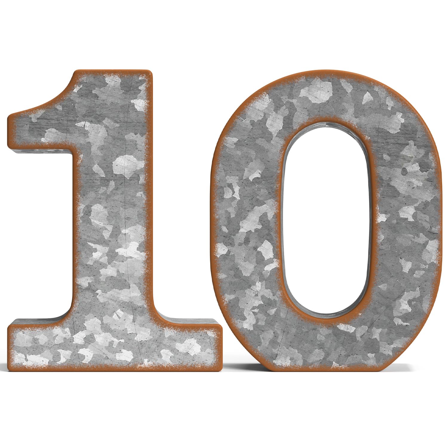 CraftyCrocodile Galvanized Metal Numbers for Wall Decor - 10 for Hanging & Freestanding - Unique Blend of Rustic, Vintage, Western, Industrial Styles
