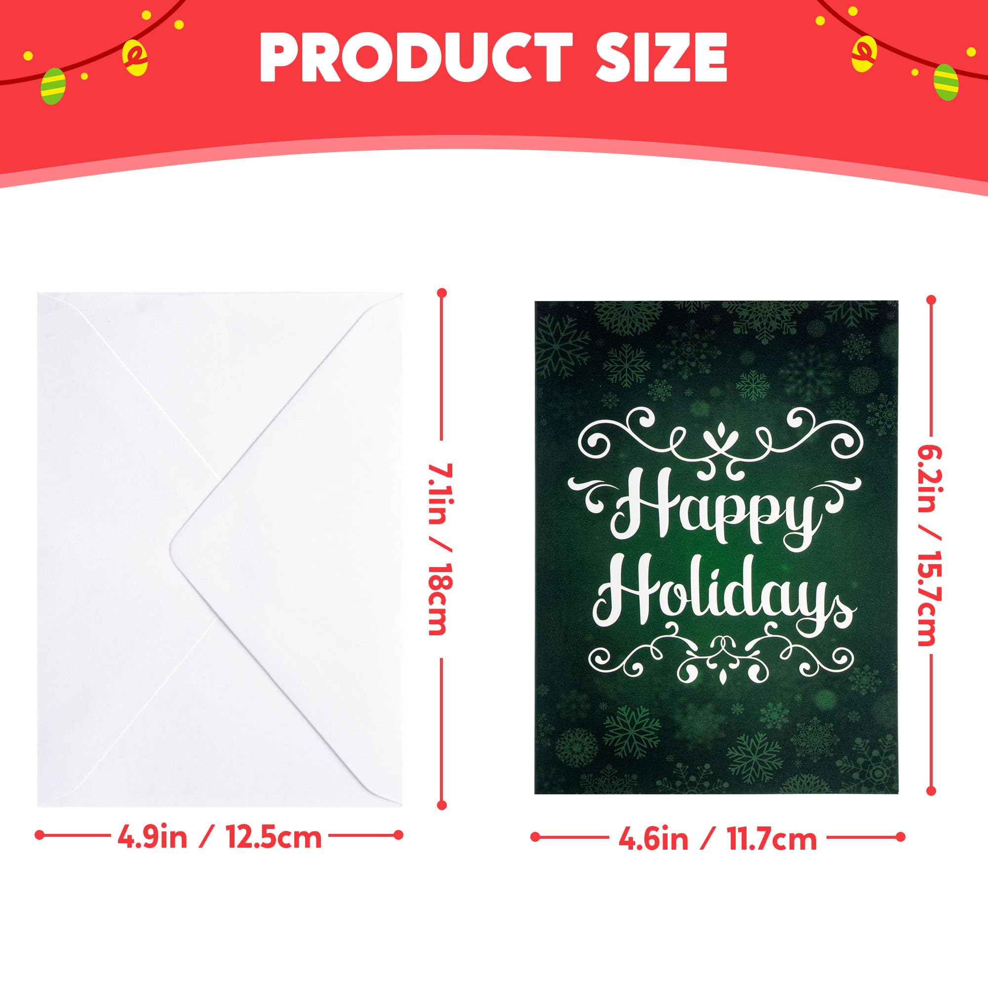 JOYIN 24 PCS Christmas Holiday Greeting Cards Bulk Collection 6 Diverse Coloful Designs Assortment with Envelopes, Elegant Lettering for Merry Christmas Season, present Giving, Xmas Gifts Cards