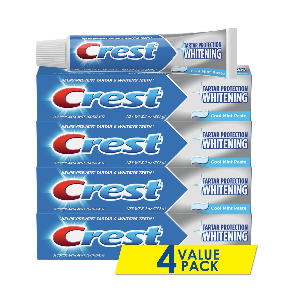 Crest Tartar Protection Whitening Cool Mint Flavor Toothpaste 8.2 Oz (Pack of 4)