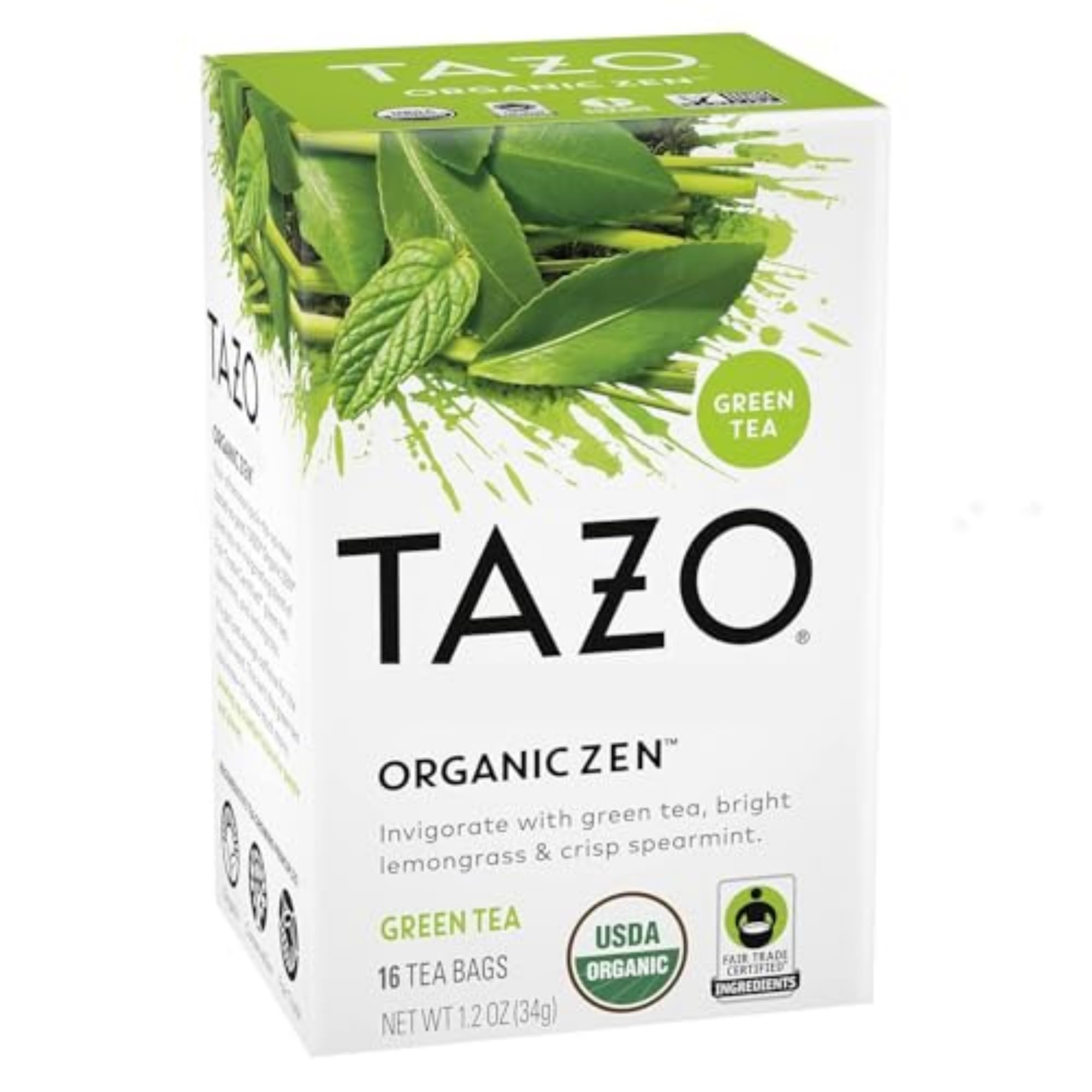 TAZO Organic Zen Green Tea, 16 Total Tea Bags