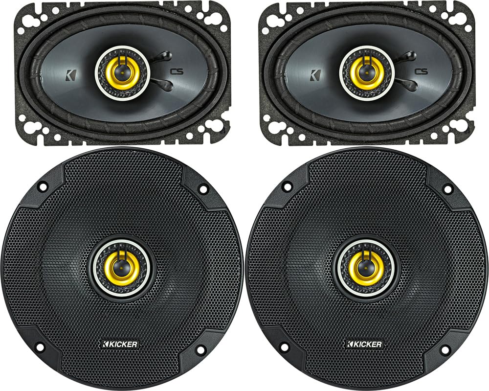 KICKER Bundle of 2 Items 6-1/2" CS 2-Way Speakers with 4"x6" CS 2-Way Speakers