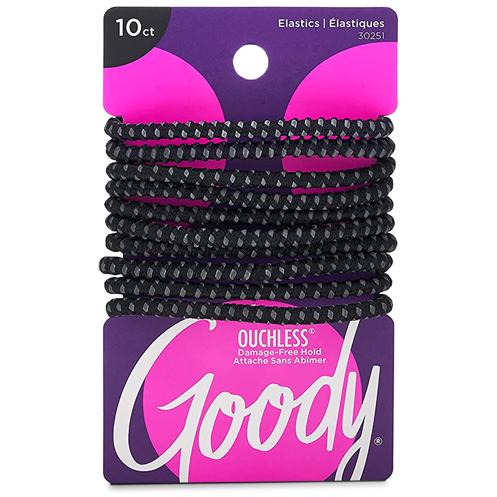 Goody Ouchless No Slip Hair Ties - 10 Ct, Black, 4MM Rubber Bands for Hair, SlideProof, Pain-Free Hair Accessories for Women & Men, Made for Long-Lasting Braids, Ponytails & More, All Hair Types