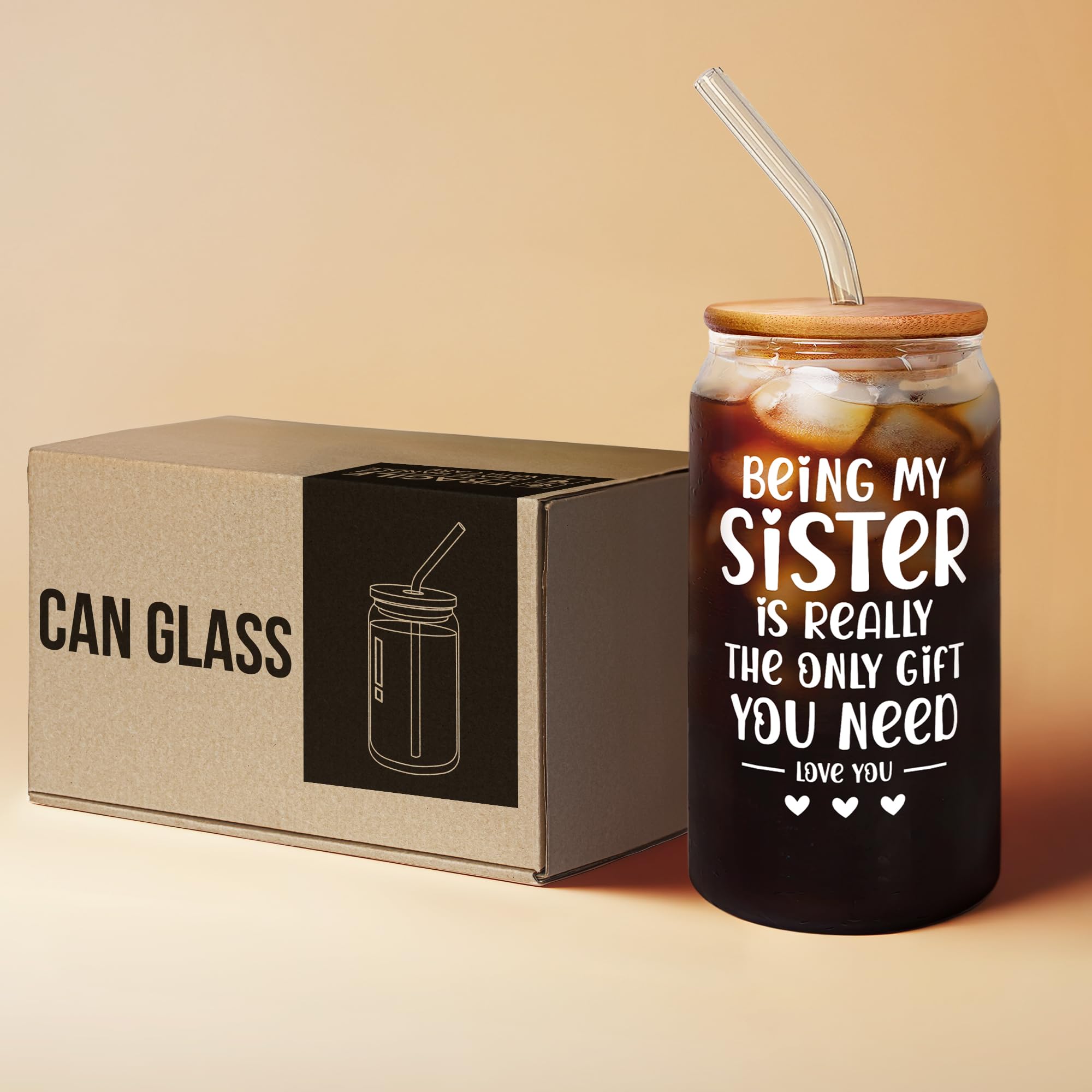 Gifts for Sister - Sister Gifts from Sister, Brother - Birthday Gifts for Sister, Sister Birthday Gifts from Sister - Funny Gifts for Sister - Christmas Gifts for Sister Women - 20 Oz Can Glass