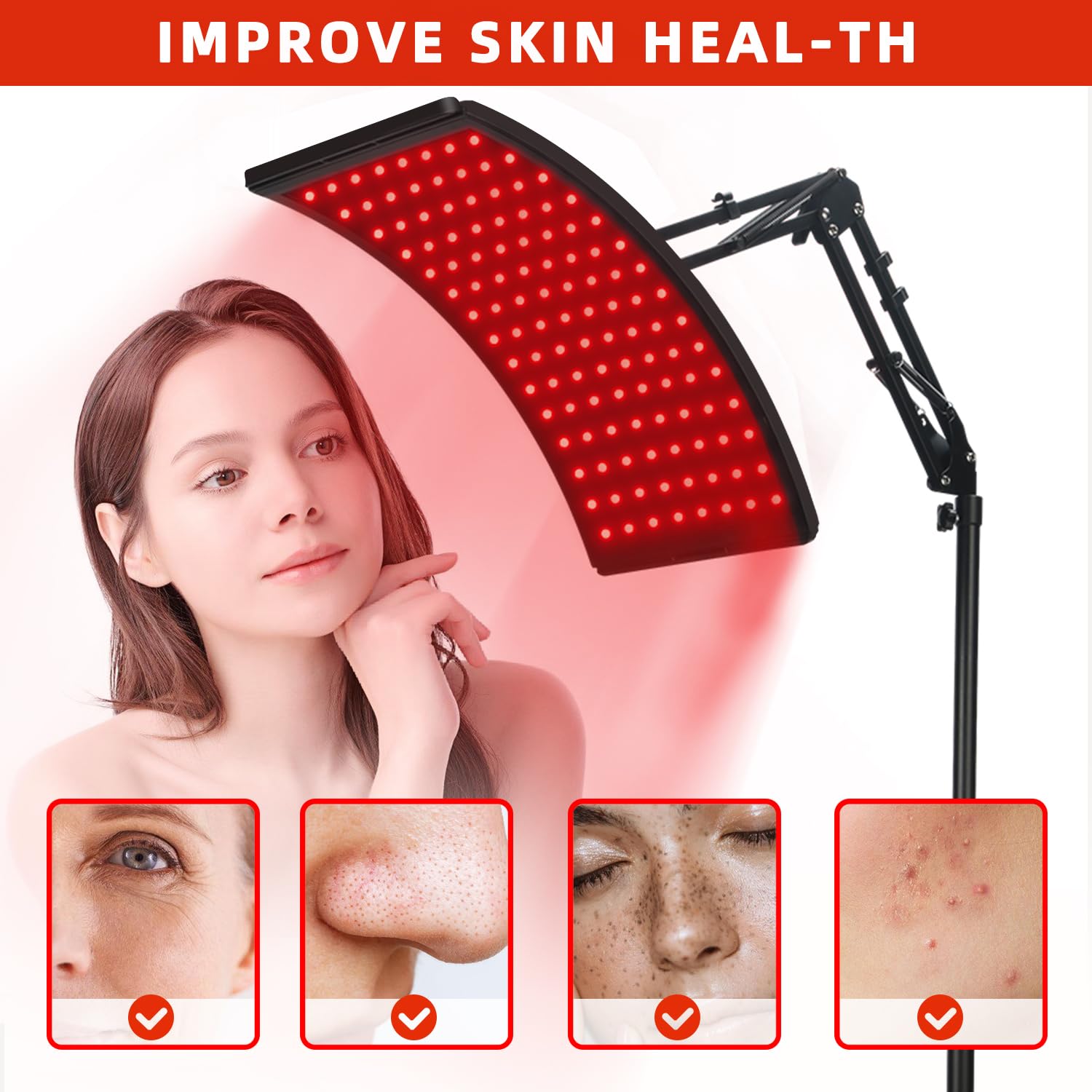 Red Light Therapy for Face and Body, Red Infrared Light Therapy Lamp with Stand Led 660nm Red Light-Therapy& 850nm Infrared Light Device for Body