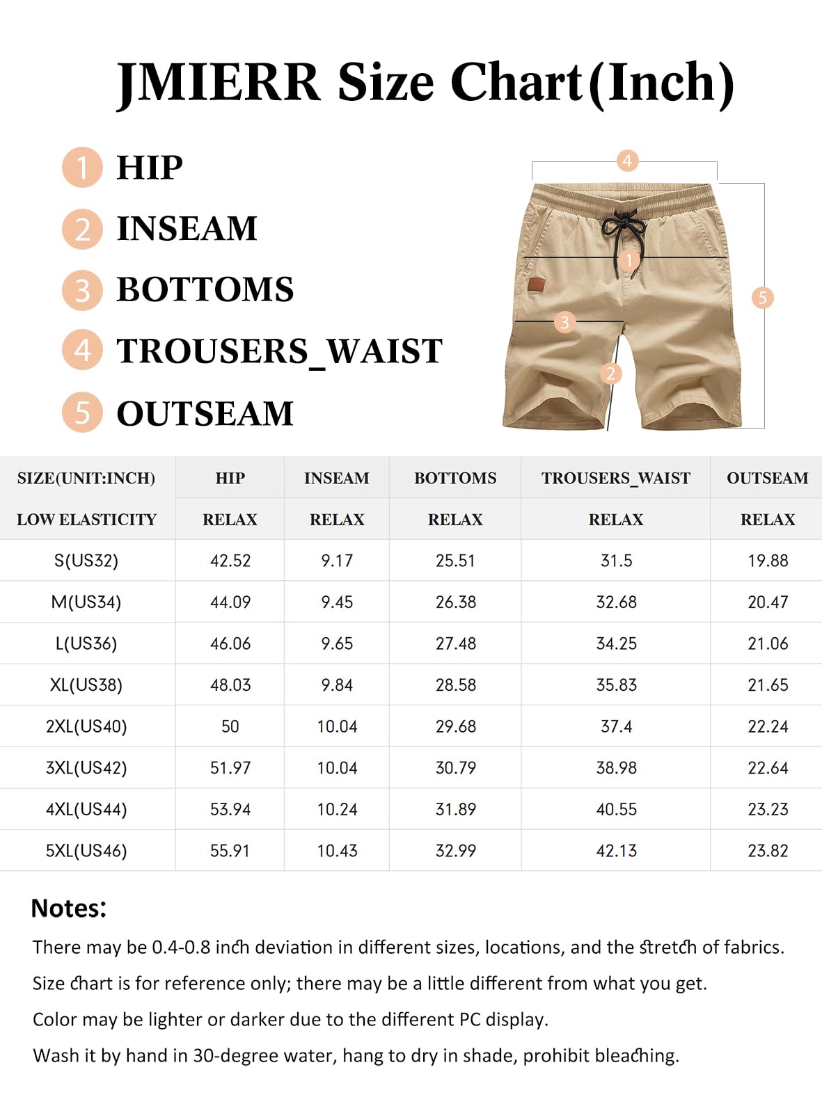 JMIERR Mens Casual Shorts - Cotton Drawstring Summer Beach Stretch Waist Twill Chino Work Dress Golf Shorts with Pockets for Men, US 34(M), S2 Brown