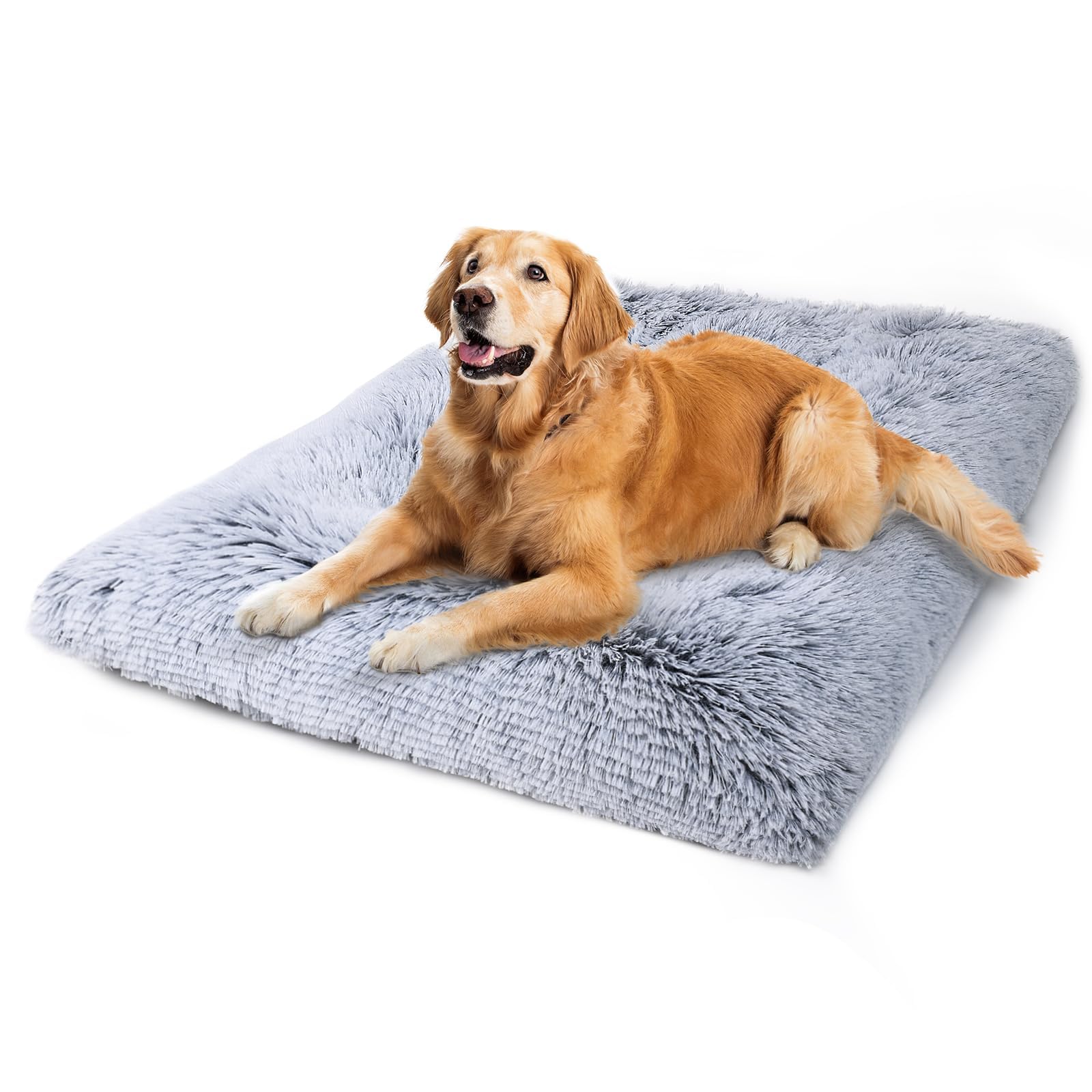 Vonabem Large Dog Bed Crate Pad 36 inch, Washable Pet Crate Beds Large Medium Small Sized Dogs, Deluxe Plush Anti-Slip Dog Mats for Sleeping, Soft Kennel Pad 35 * 23 inch Grey