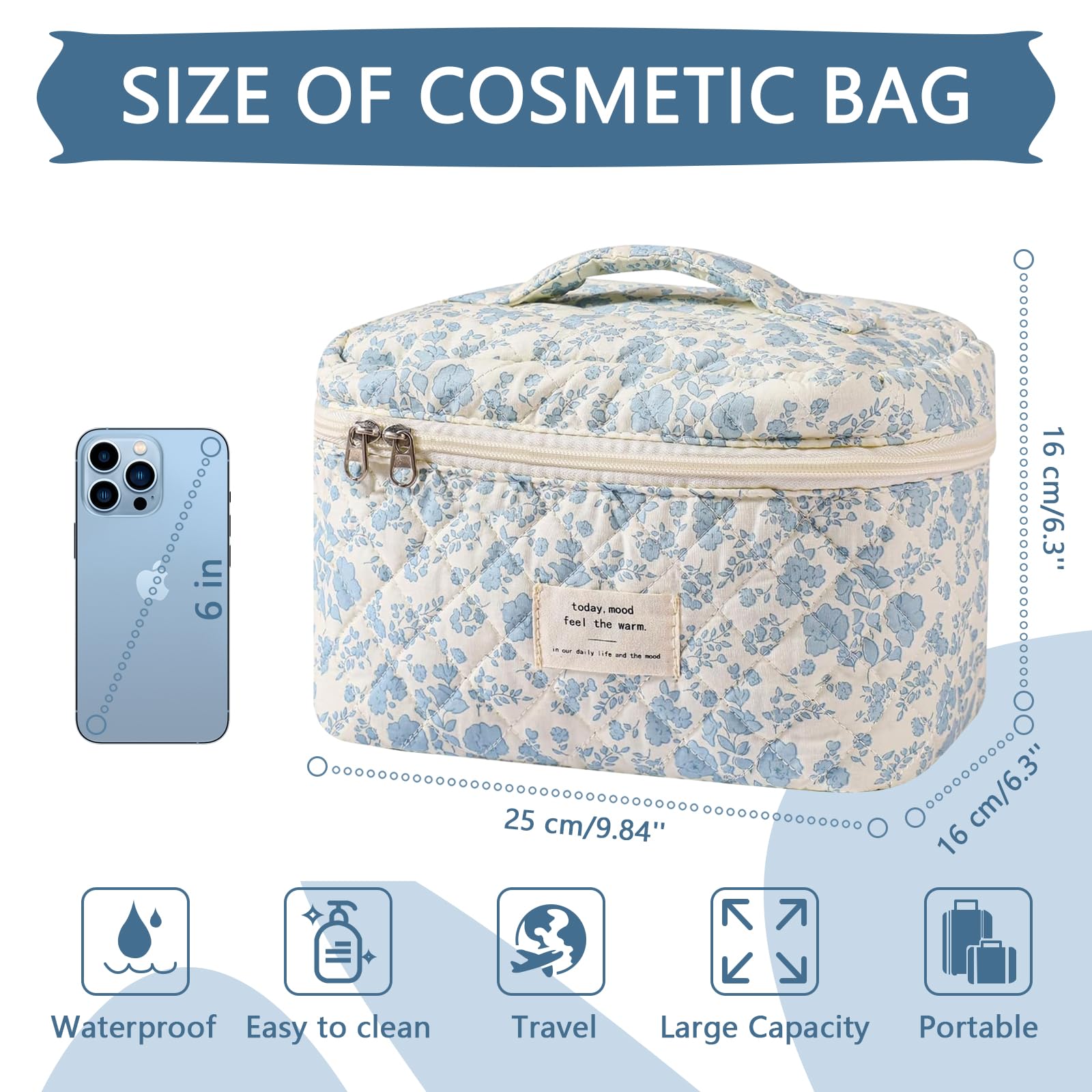 Large Makeup Bag, Cute Cosmetic Bag for Women Girls, Floral Coquette Aesthetic Toiletry Bag, Travel Make Up Organizer Bag (BDLH)