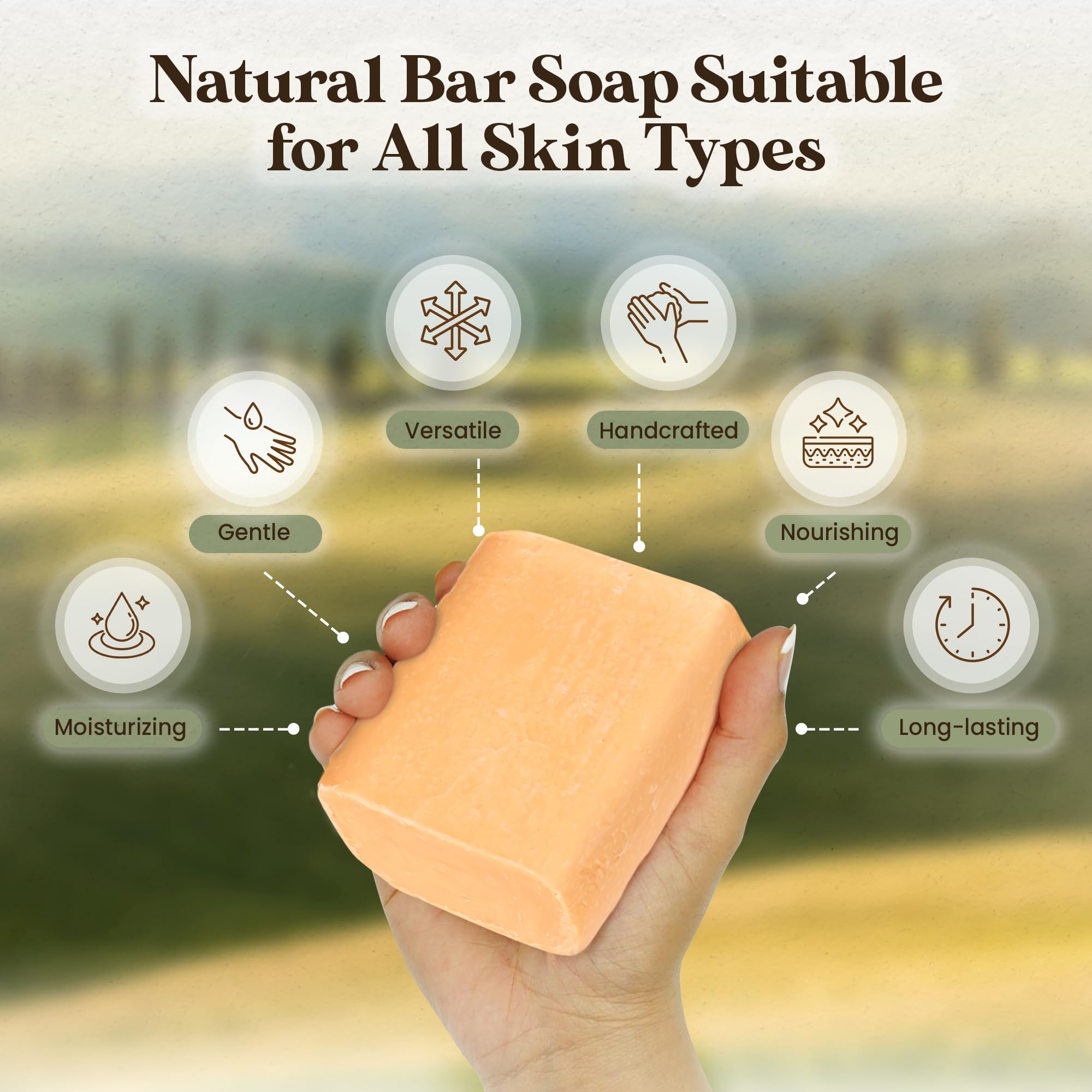 Amish Farms Natural Soap Bar (6 Bars) - Made in USA, Homemade, All Natural, Vegan, Clean Wildflower Scent - Cold-Processed Handmade Soap Gifts for Men or Women and Sensitive Skin (6 Pack)