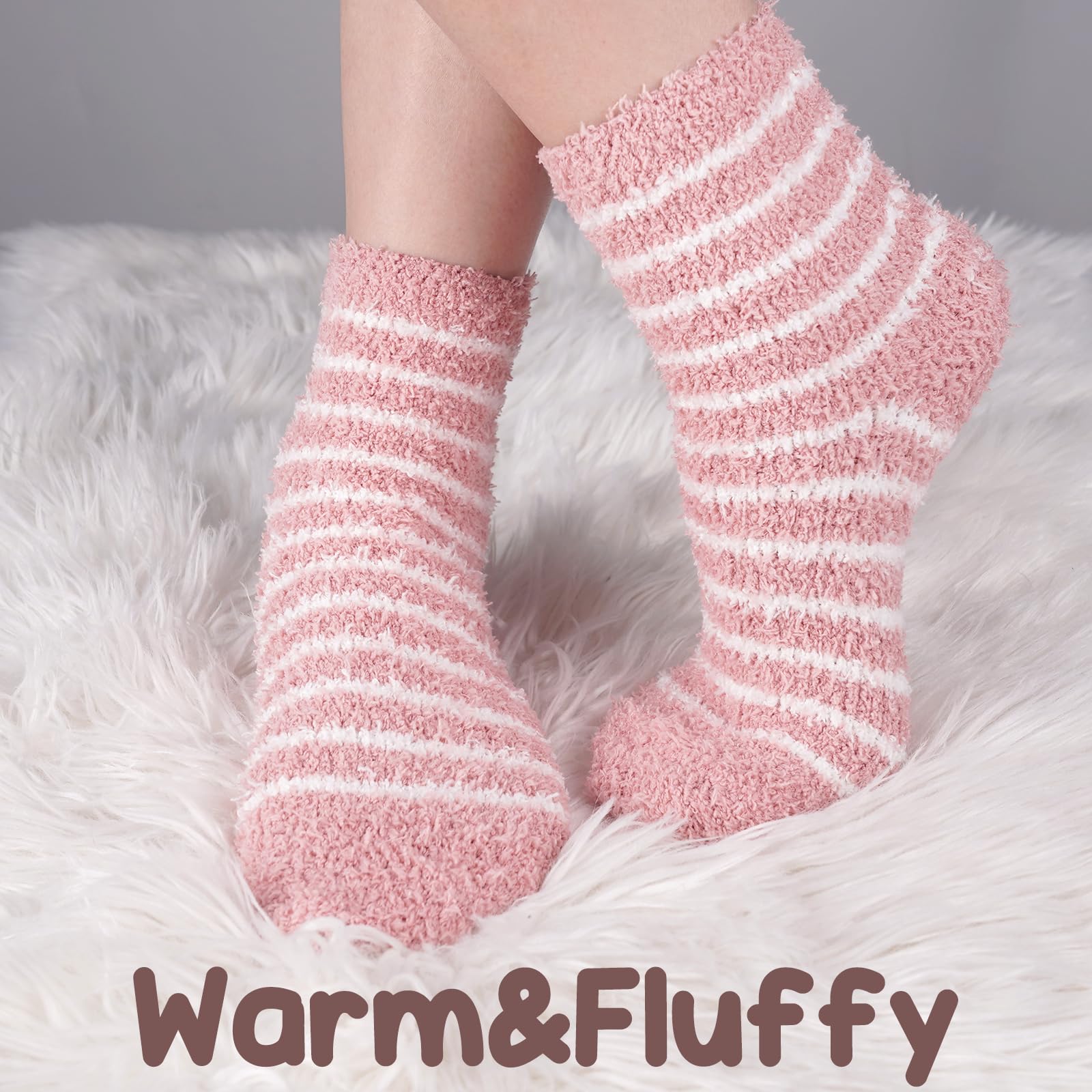 Stocking Stuffers for Women Fuzzy Socks - Christmas Gifts for Women Soft Cozy Cute Pink Fluffy Socks Gifts for Teen Girls Sister Winter Warm Cozy Slipper Gifts for Her Wife Mom Girlfriend Daughter