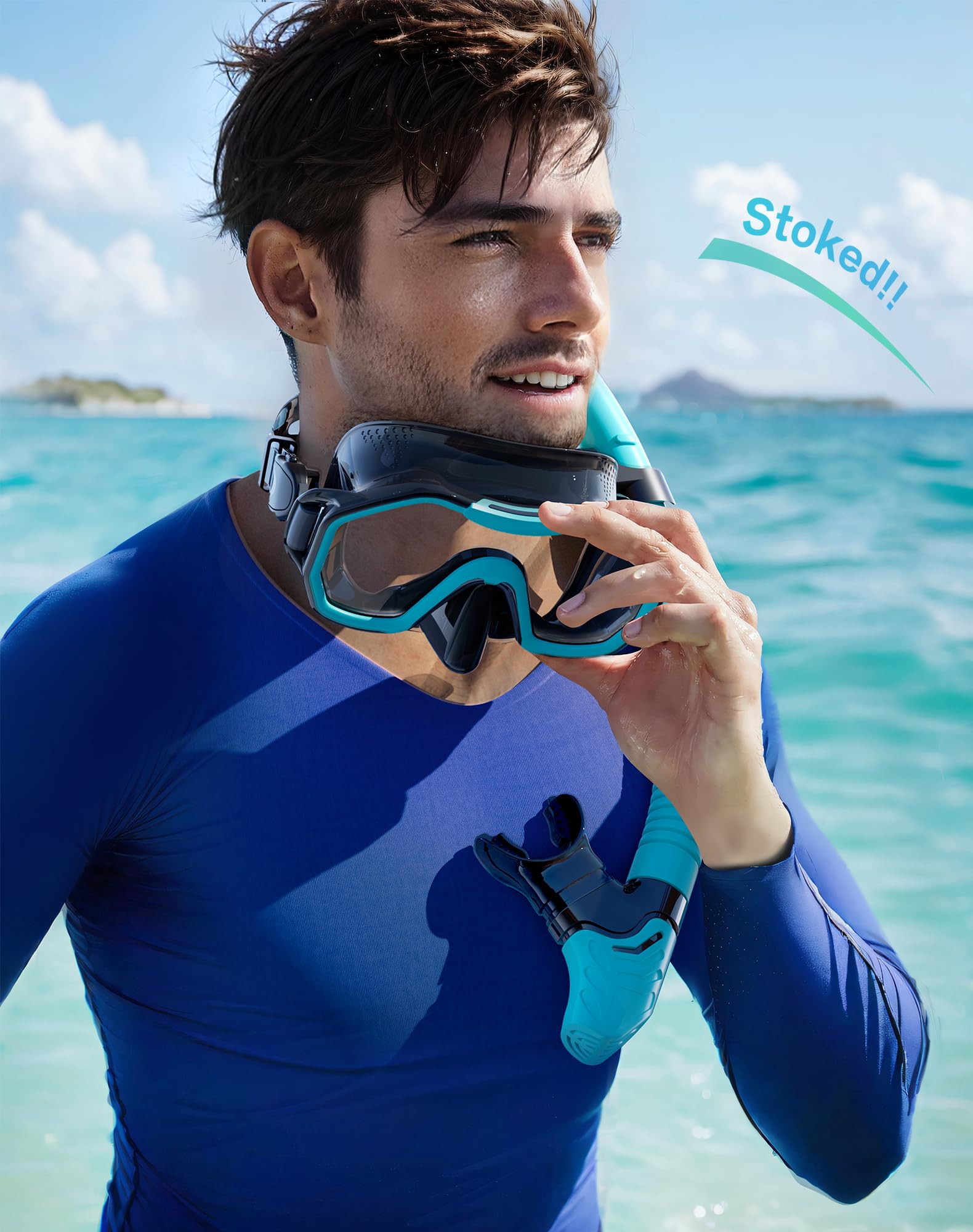 Snorkeling Gear for Adults, Kwambiri Dry-Top Snorkel Set, 186°Panoramic Wide View Diving Mask Breathing Freely Snorkel Mask for Snorkeling Scuba Diving Swimming Travel（Adults）