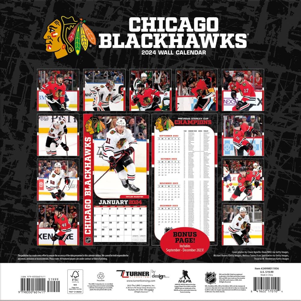 Turner Sports Chicago Blackhawks 2024 Mini Wall Calendar (24998040584)