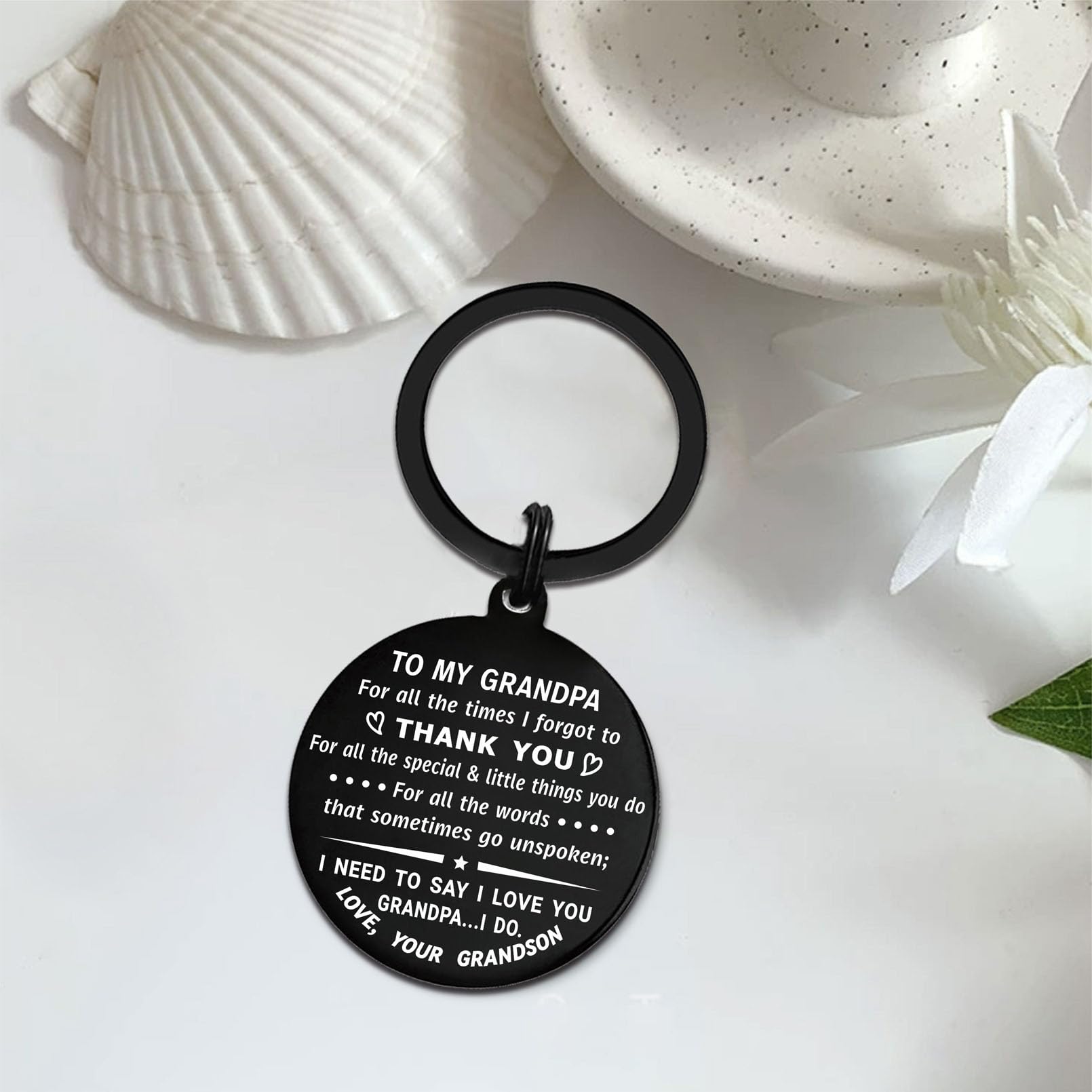 Gifts for Grandpa - Grandpa Birthday Keychain - Best Grandpa Gifts from Grandson - Thank You Grandpa - Fathers Day Christmas Keychain Gifts for Grandpa from Grandson