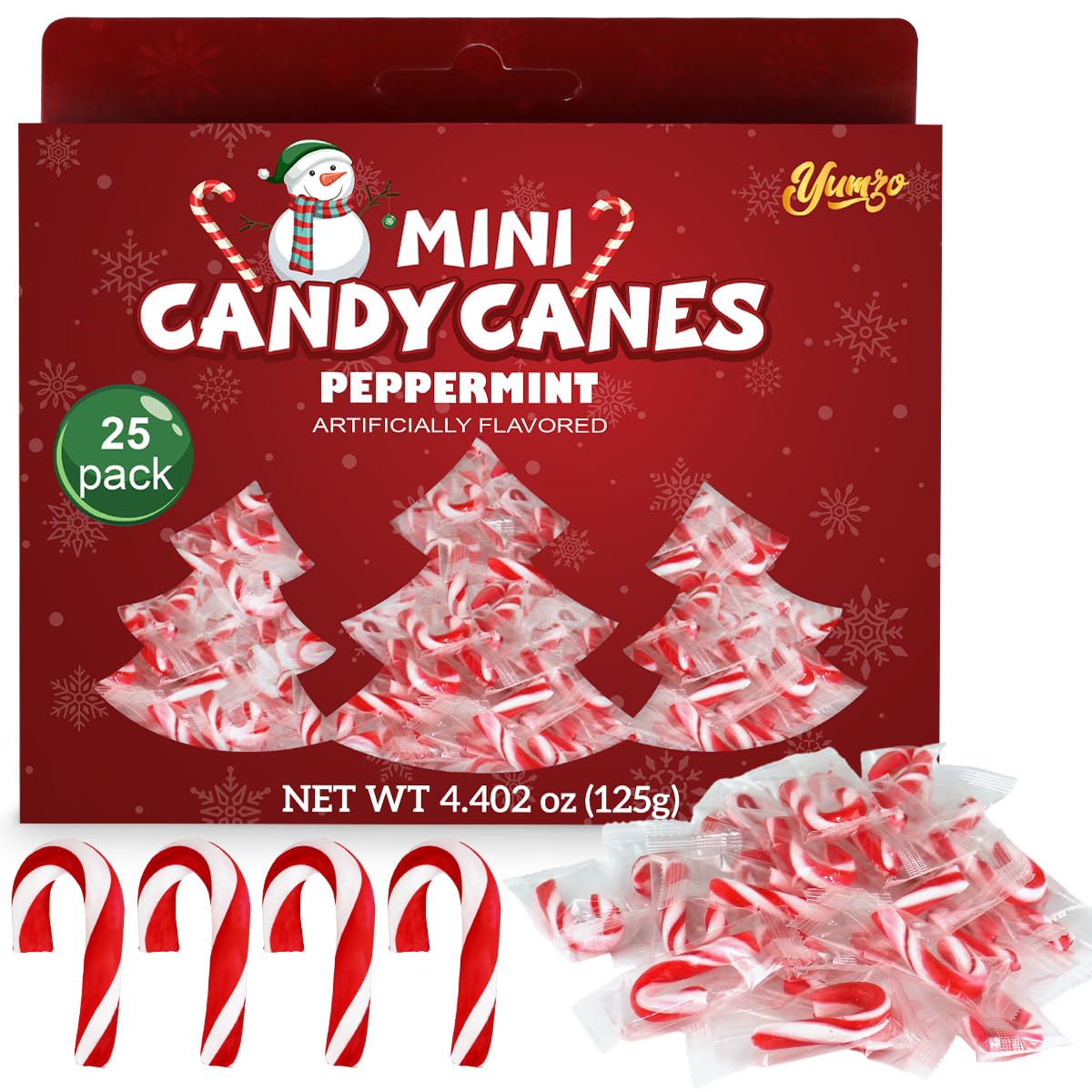 Christmas Mini Candy Canes Classic Red & White Peppermint Flavor for Holiday Family Indulgement - Small Candy Canes Individually Wrapped for Kids & Adults, Great Candy Cane Gift Set (25 Count)