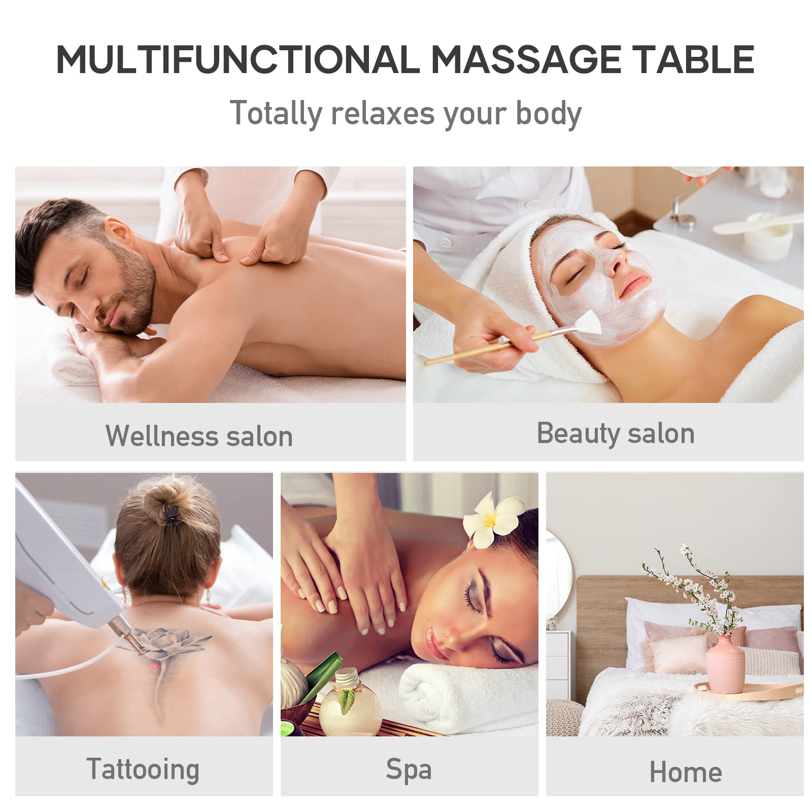 Careboda Professional Massage Table Foldable Massage Bed 3 Fold with 4cm High Density Sponge Robust Beechwood Legs Carrying Bag Full Accessories for Spa Salon Tattoo Beauty