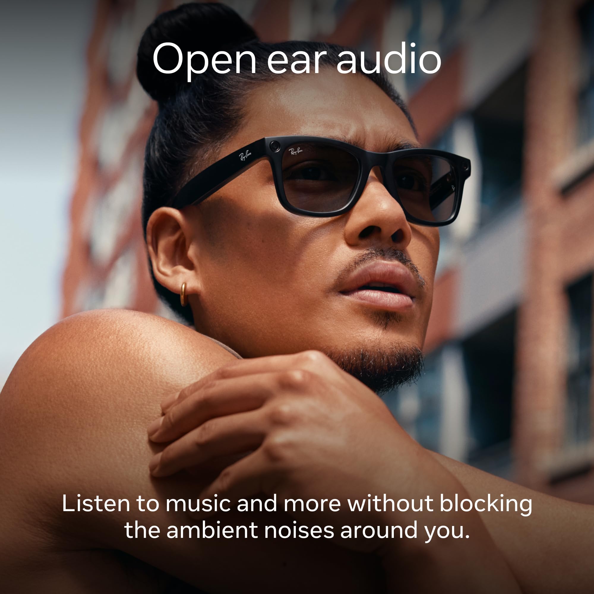 Ray-Ban Meta (Gen 1), Wayfarer, Shiny Black | Smart AI Glasses for Men, Women — 12 MP Ultra-Wide Camera, Open-Ear Speakers for Audio, Video Recording and Bluetooth — Green Lenses — Sunglasses