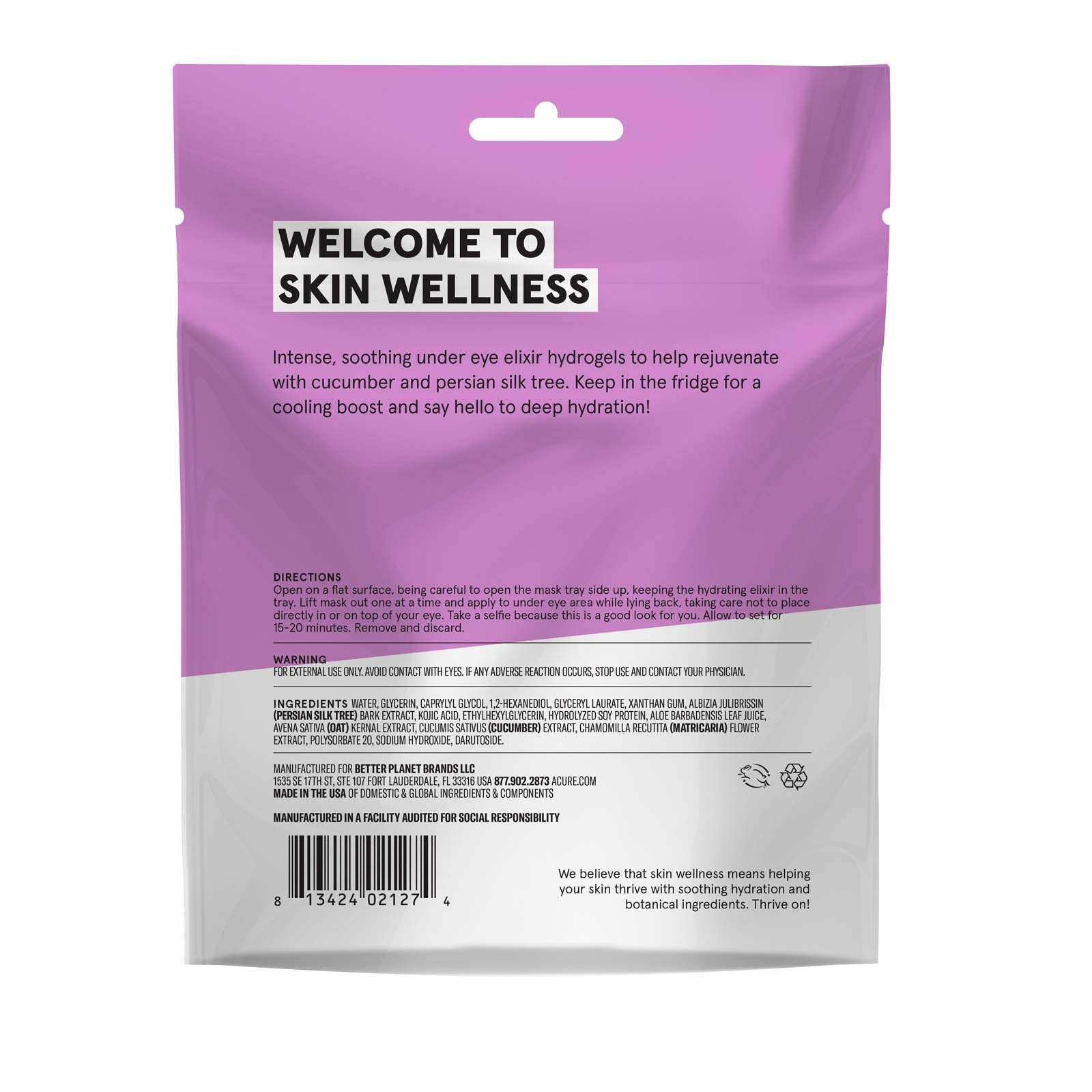 ACURE Radically Rejuvenating Under Eye Hydrogel Mask | 100% Vegan | Provides Anti-Aging Support | Cucumber & Silk Tree - Hydrates & Rejuvenates | 12 Count