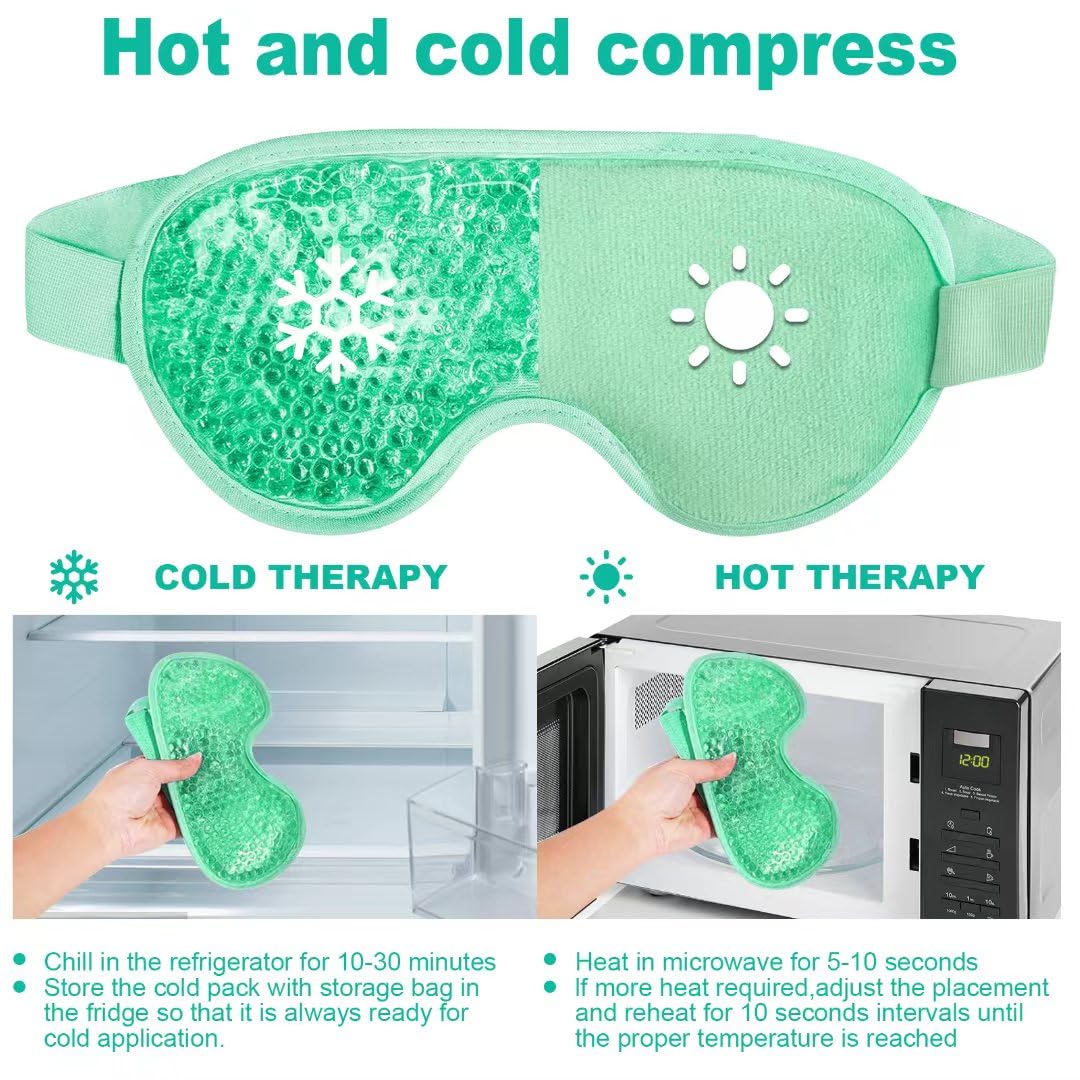 ONLYSKY BEAUTY Cold Eye Mask Cooling Gel Eye-Mask for Dry Eyes, Eye relax and Pressure Release as Gift for women (Green)