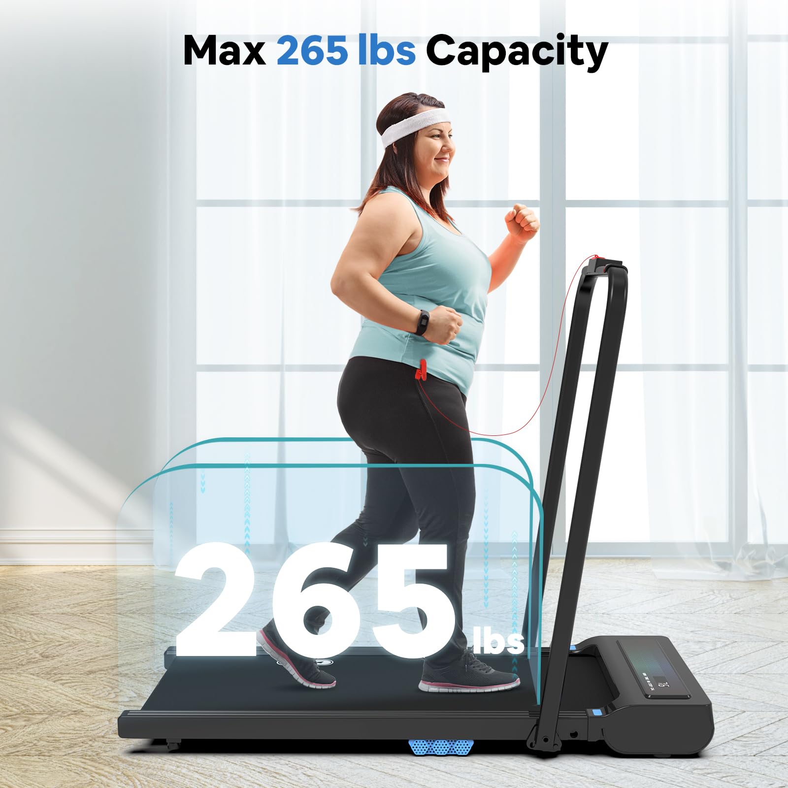 CIIHI Walking Pad Under Desk Treadmill- 2 in 1 Folding Treadmill with 0.6-7.6 Mph - Portable Foldable Treadmill for Home Office, Free-Installation with 265 lbs Capacity