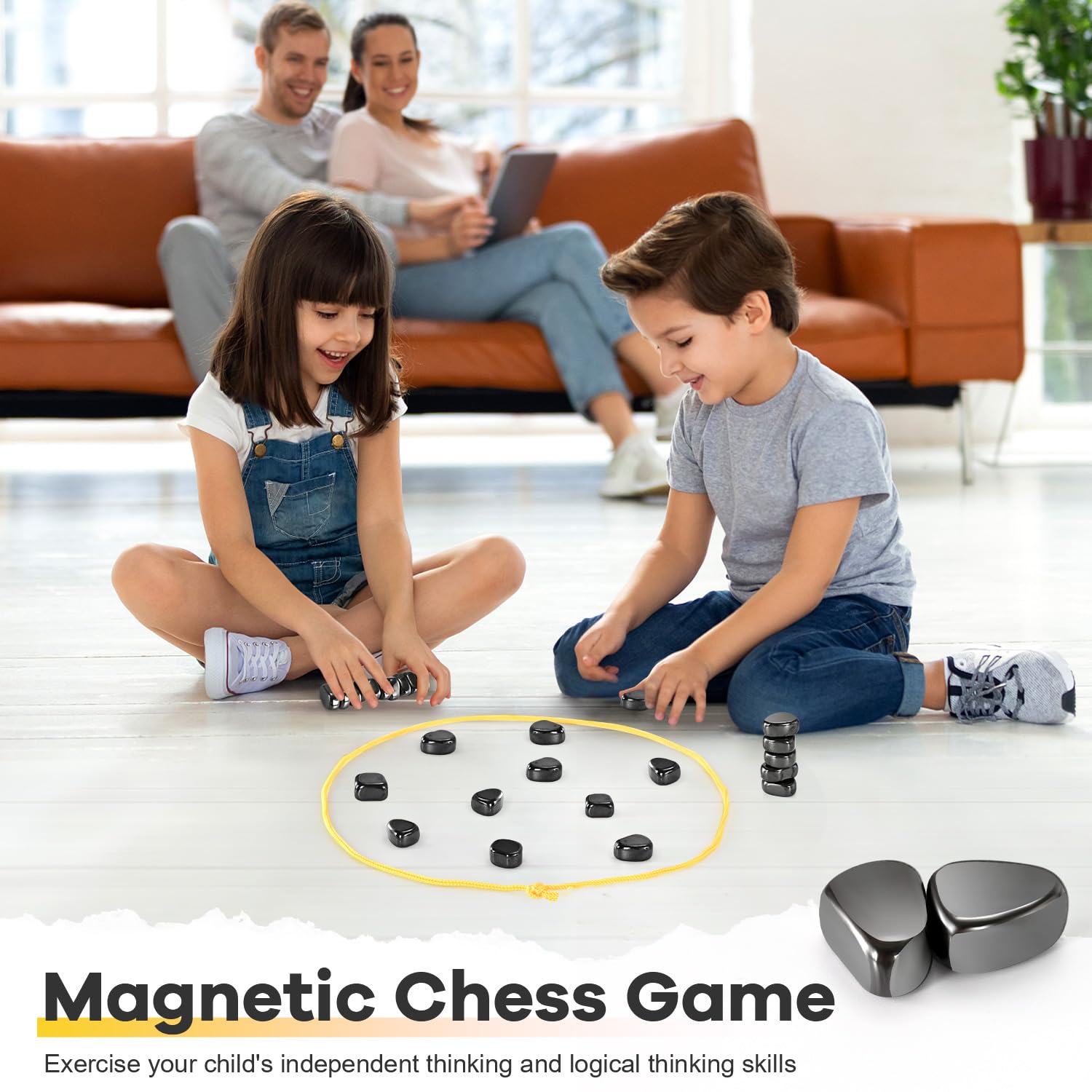 Magnetic Chess Game, Magnet Game with Rope, Party Travel Desktop Magnetic Strategy Game, Kids Gifts Family Games Educational Games for Kids and Adults