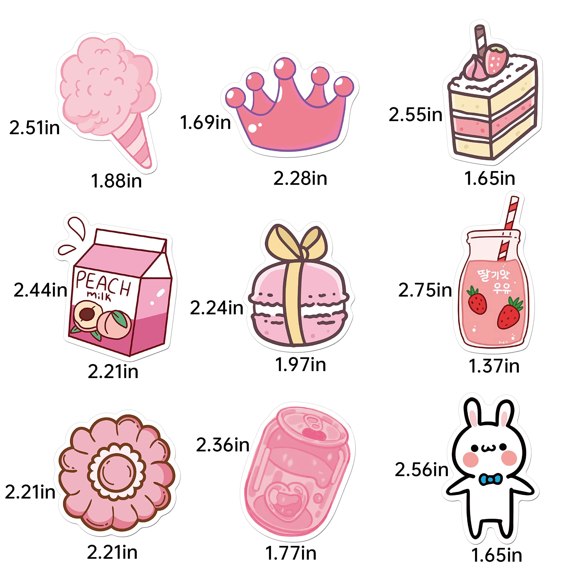 LANKEME 50PCS Cute Kawaii Stickers for Water Bottles, VSCO Pink Stickers for Laptop Aesthetic Stickers Gift for Kids Teens Girls(Pink Rabbit)