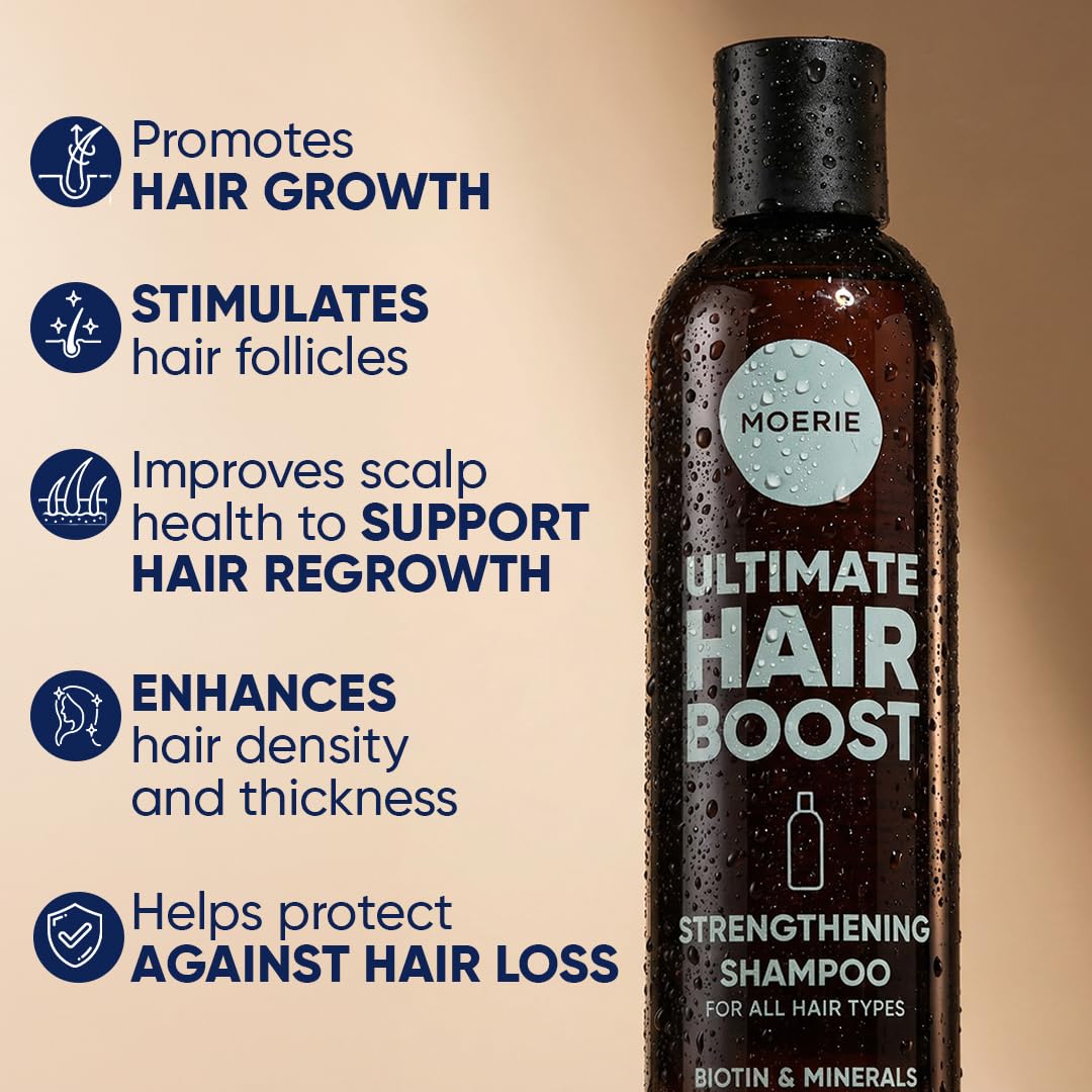Moerie Hair Growth Shampoo for Men and Women, Hair Loss Solution with Biotin and Rosemary, Thickening Shampoo for Thinning Hair – Ultimate Boost for All Hair Types