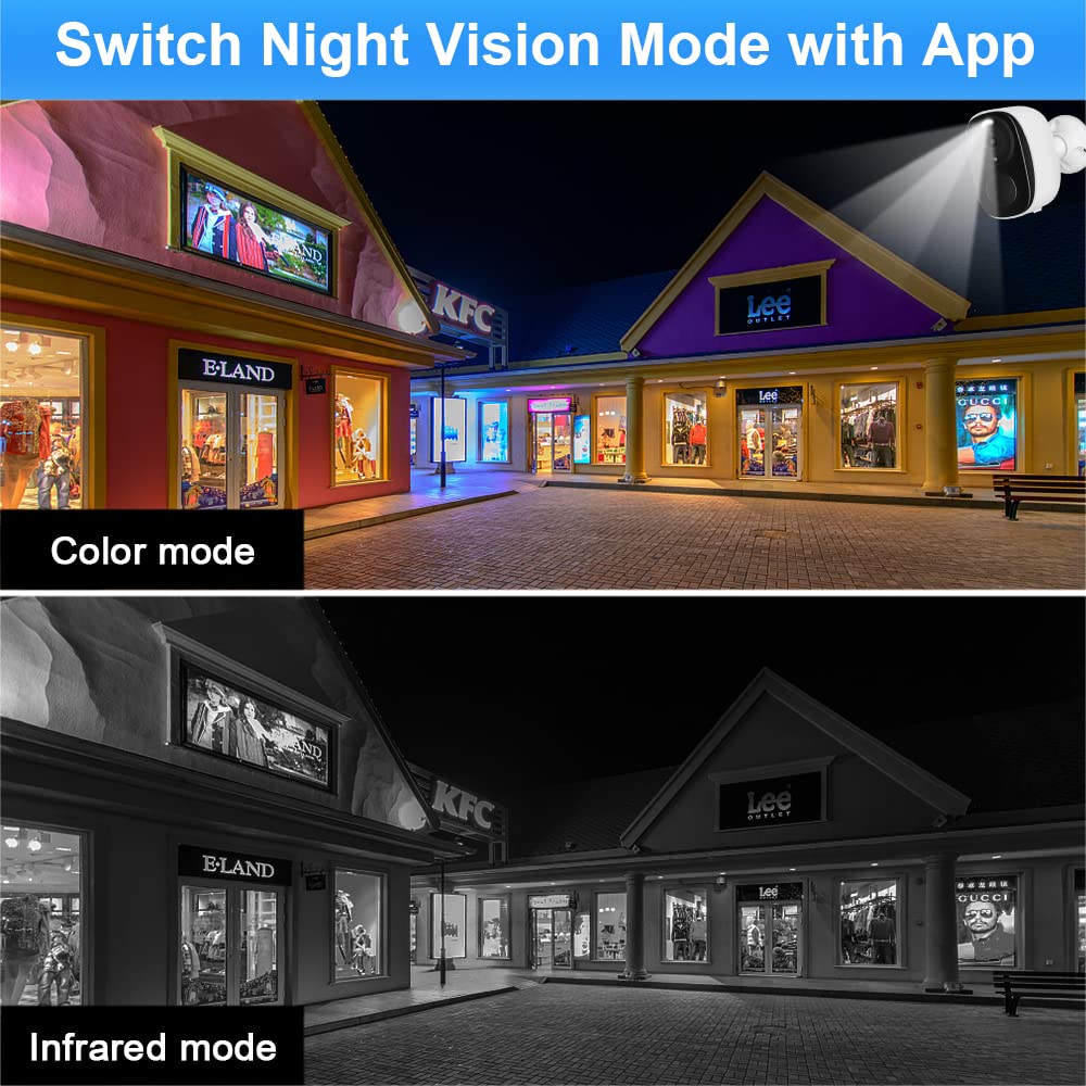 EVERSECU 2K 3MP Outdoor Wireless Security Camera Support Pairing Via Bluetooth, Rechargeable Battery-Powered WiFi Home CCTV Bullet Camera, Spotlight, PIR Motion Detection, 2-Way Audio, Night Vision