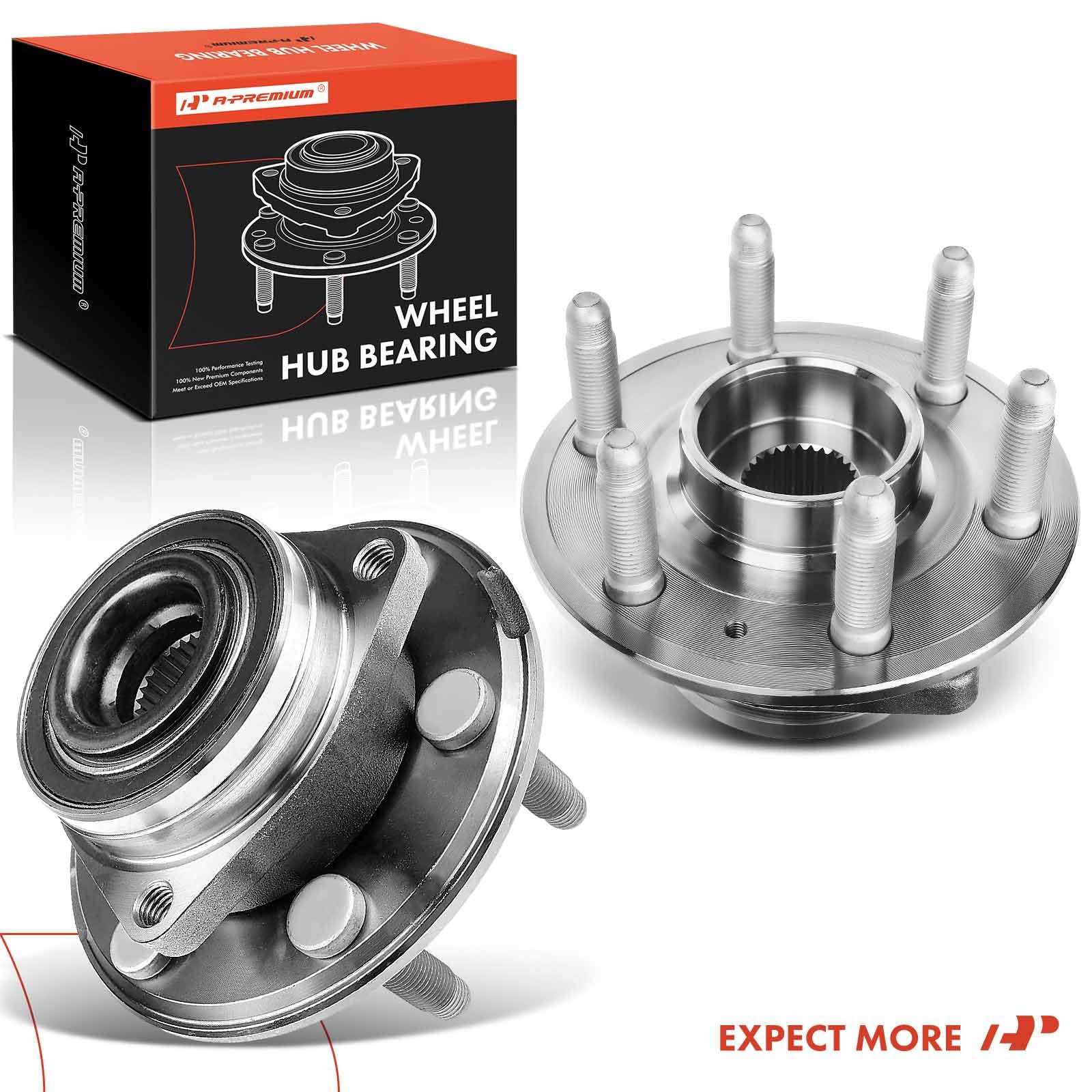A-Premium 2 x Front or Rear Wheel Bearing and Hub Assembly with 6-Lug Compatible with Cadillac SRX 2010-2016, Saab 9-4X 2011