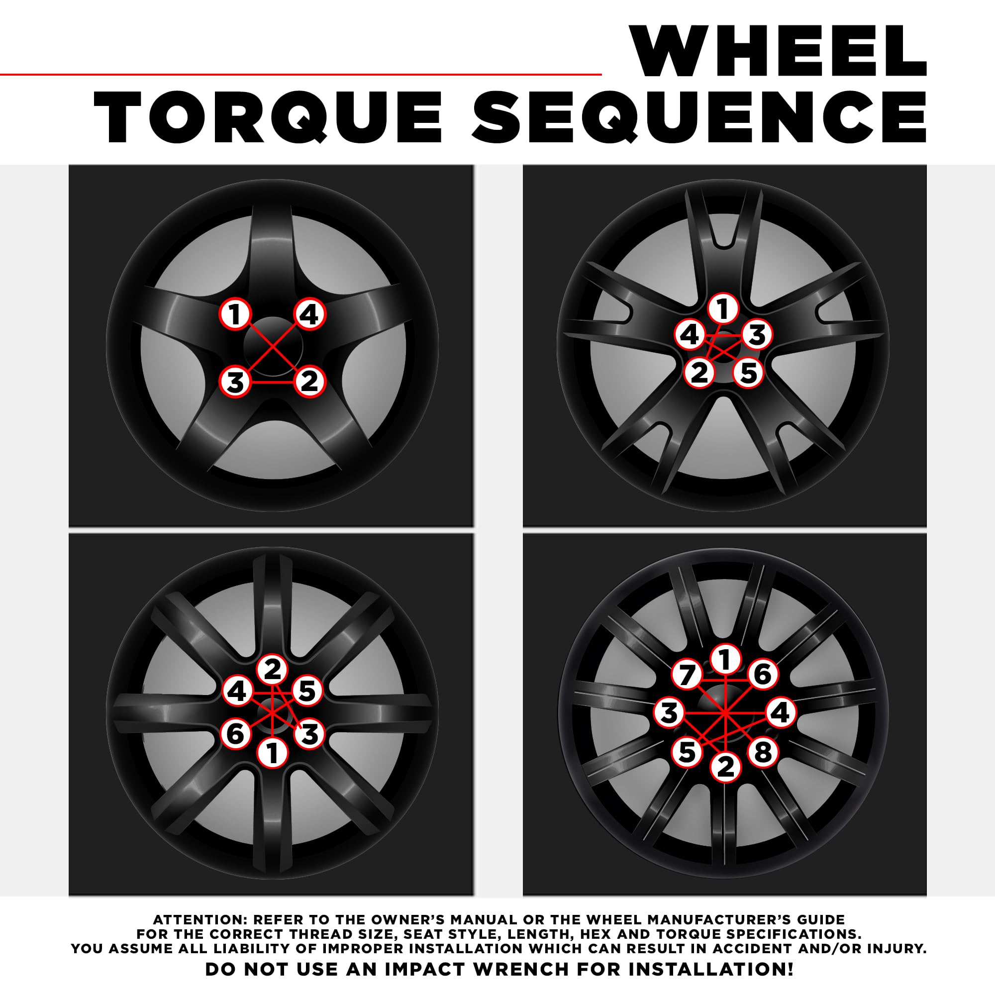 White Knight M12x1.50 Black Chrome Factory Style Lug Nuts for Select Toyota Lexus Kia Genesis - Med Mag W/Washer - Carbon Steel for Durable Construction & EZ Installation - 5307BK-4 (4 Pack)