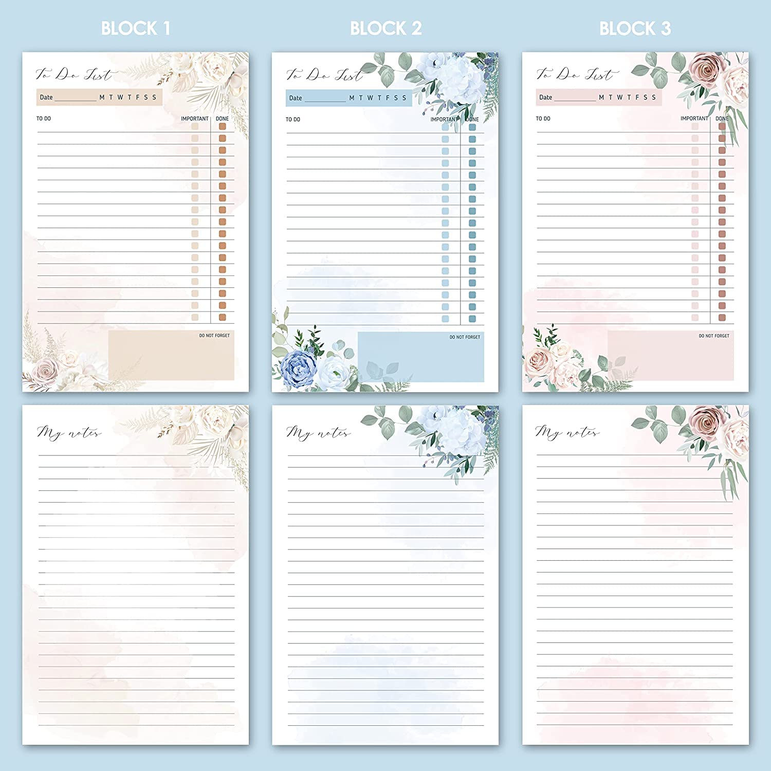 To Do List Notepad, 150 Sheets A5 To Do List Planner Notes, Suitable for Work Planners, Daily To-Do List Planners, Academic Planners, 3 Designs