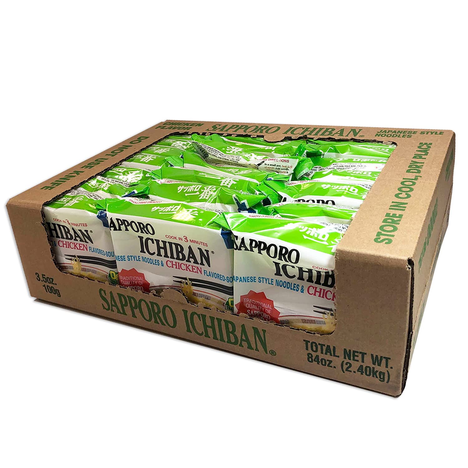 [SAPPORO ICHIBAN] Ramen Noodles, Chicken Flavor, No. 1 Tasting Japanese Instant Noodles (3.5 Oz./ 99.2 g) | 24 Pack