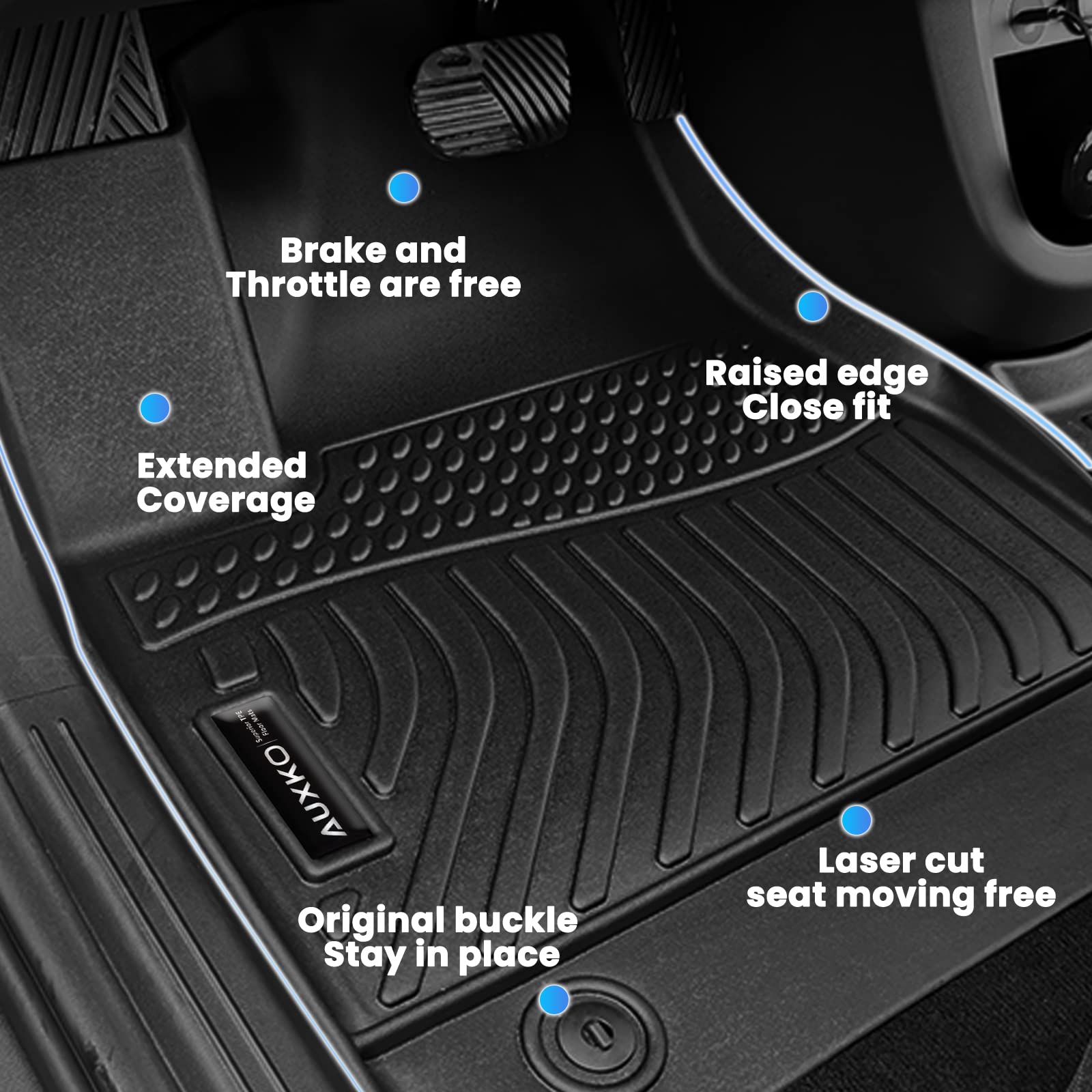 Auxko All Weather Floor Mats for 2025 2024-2022 Hyundai Tucson Gasoline TPE Liners Set Tucson Accessories All Season Guard Odorless Anti-Slip Floor Mats for 1st & 2nd Row