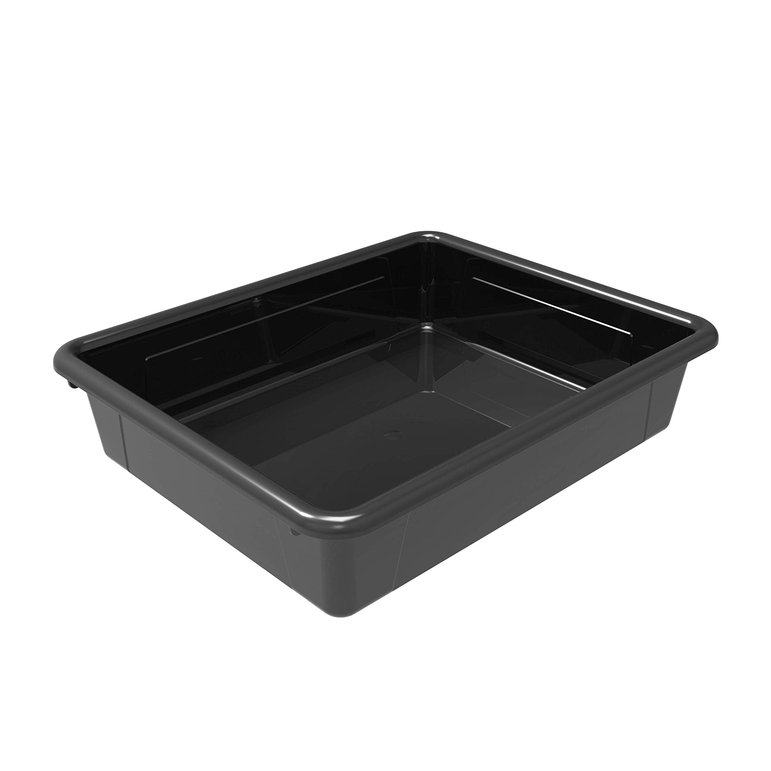 Storex Letter Size Flat Storage Tray – Organizer Bin for Classroom, Office and Home, Black, 5-Pack (62516U05C), 10 x 13 x 3 Inches