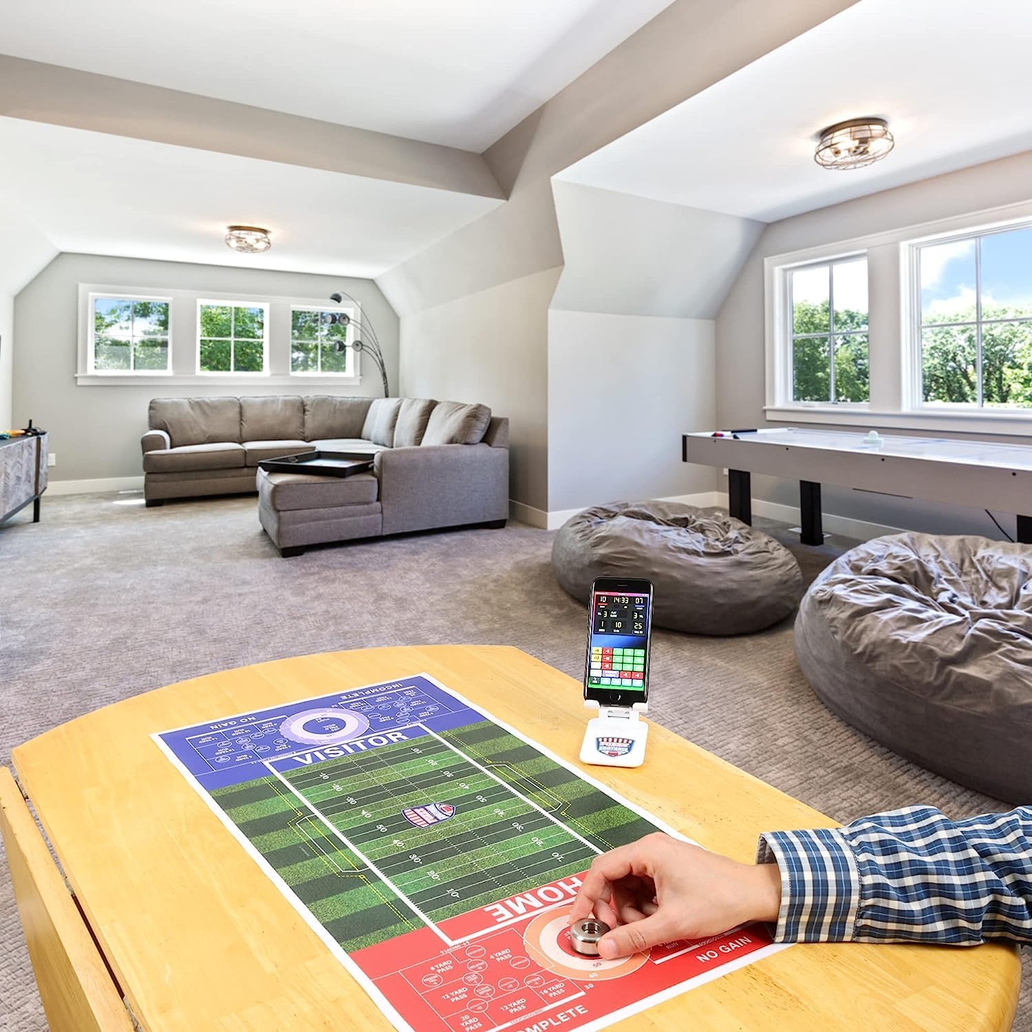 Tabletop Football Board Game - 19" x 36.5" Deluxe Set | an Indoor Outdoor Football Game Played Shuffleboard Style