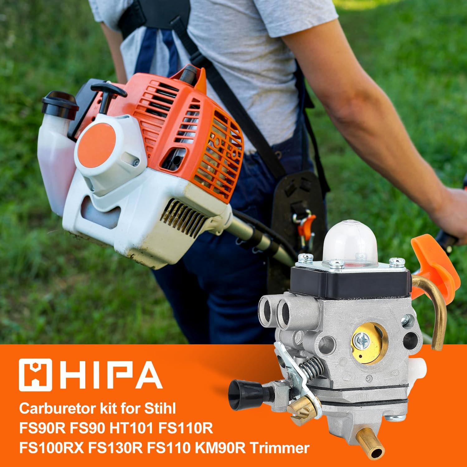Hipa FS90R Carburetor for STIHL HT101 FS110R FS90 KM110R FS100RX KM90R FS110 FS130R FS 90R KM130R HT 101 FS 110 FS130 FS 110R FC90 HT131 HL100K HL100 FS100 HT100 FS87 HL90 Trimmer C1Q-S174