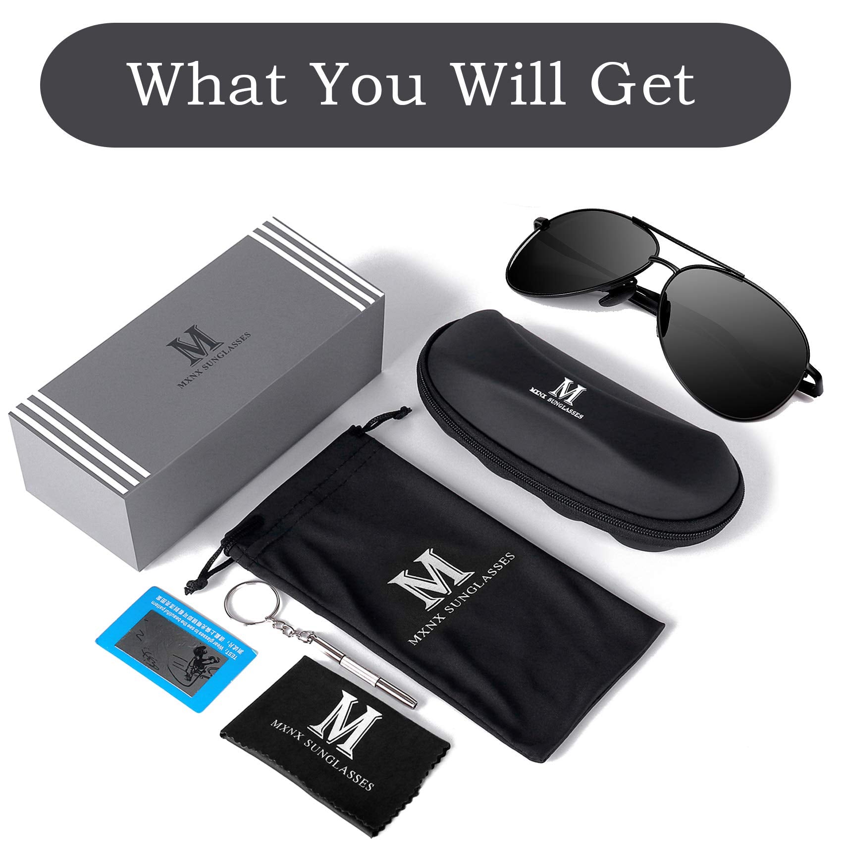 Aviator Sunglasses for Men Polarized Women UV Protection Lightweight Driving Fishing Sports Unisex glasses MX208 Black Frame Lens