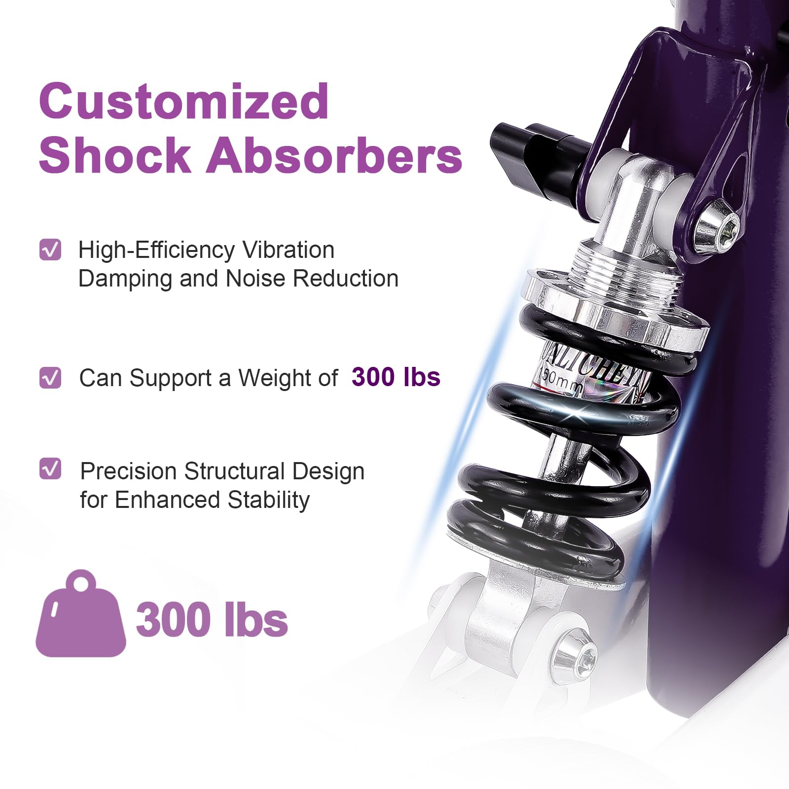 BlessReach Steerable Knee Walker Deluxe Medical Scooter for Foot Injuries Compact Crutches, with Dual Rear on-Wheel Brake and Shock Absorption Under The Knee pad（Purple）