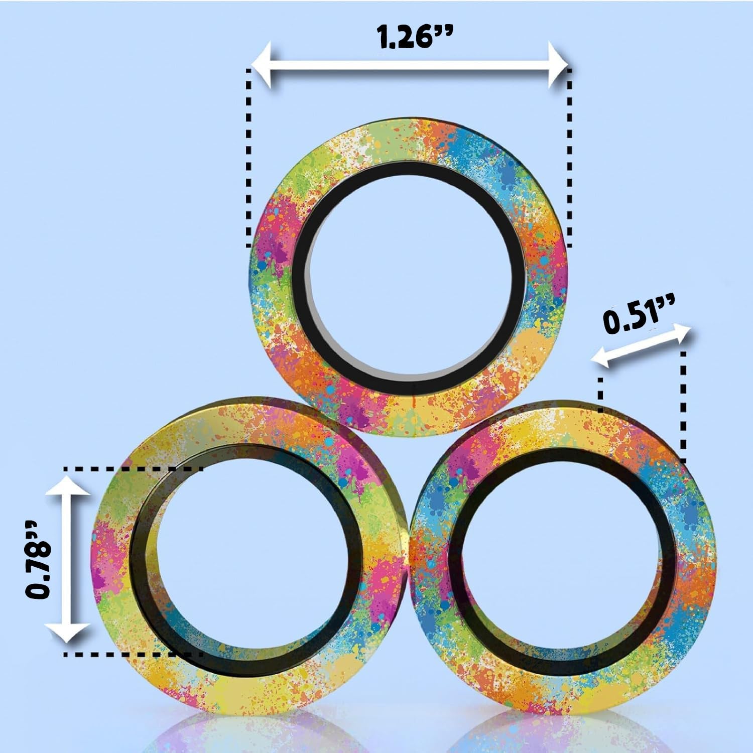 BUNMO Magnetic Rings - Fidget Toys Adults - Magnetic Fidget Rings - Endless Hours of Fun - Spin, Connect & Play - Addictive Fidget Toy for Boys & Girls - Great Teen Gift - Rainbow