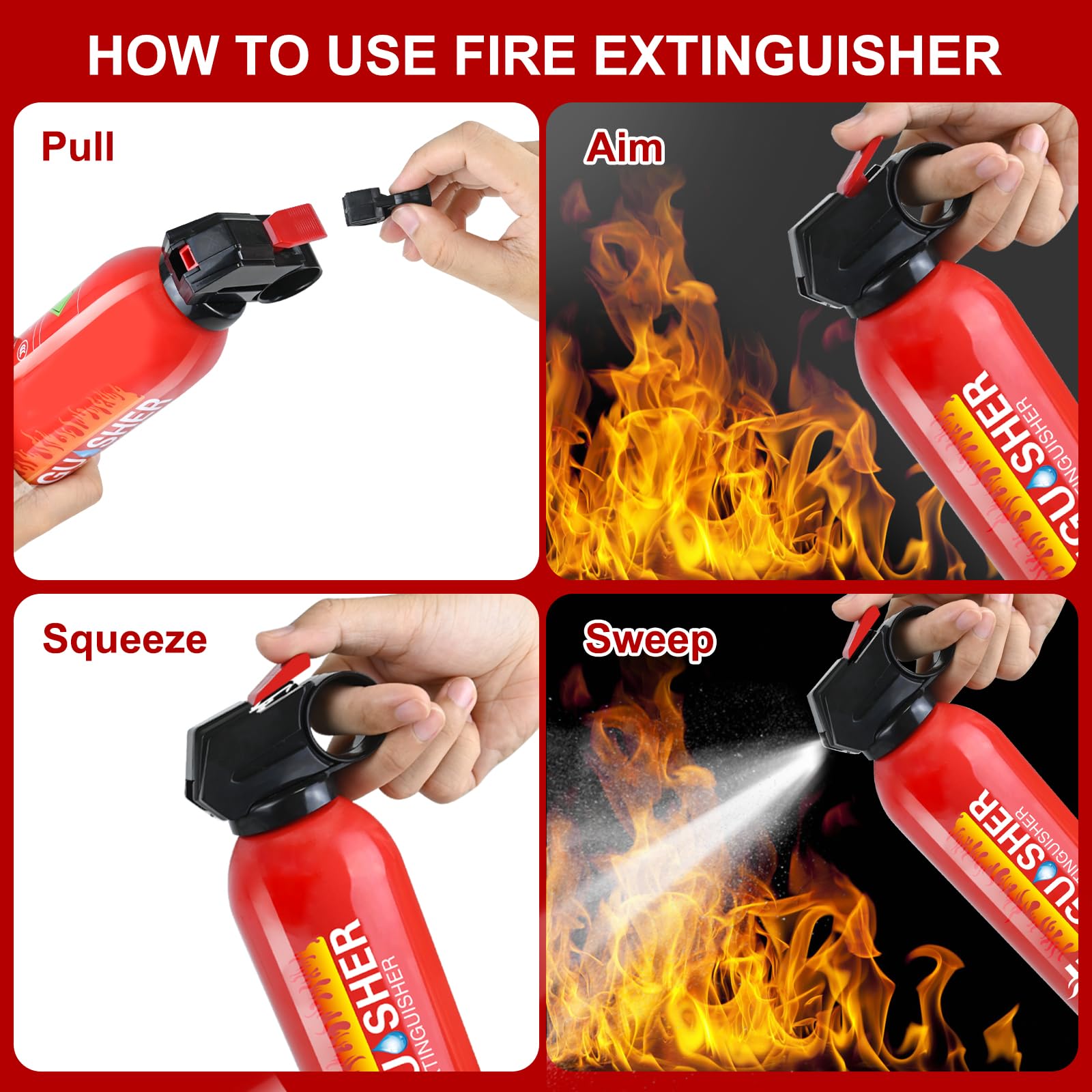 Fire Extinguisher for Home - 1pack Car Fire Extinguisher with Wall Mount, Small A B C K Fire Extinguisher, Water-Based Fire Extinguishers for Car/House/Kitchen/Truck/Marine/Boat/Vehicle/utv/rv