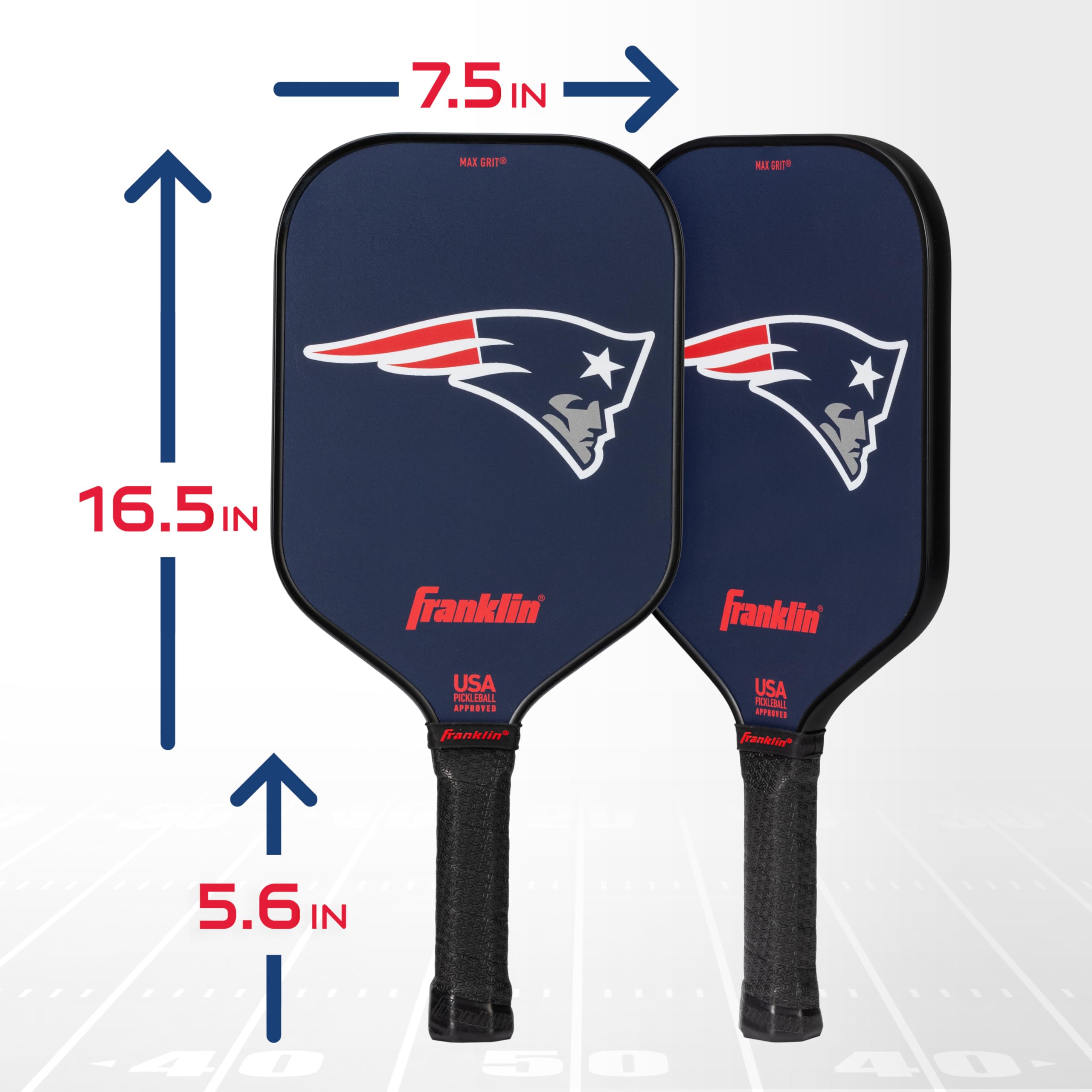 Franklin Sports NFL New England Patriots Pickleball Paddle - Pickleball X - Polypropylene Core, Team Logo - NFL Official Licensed Product