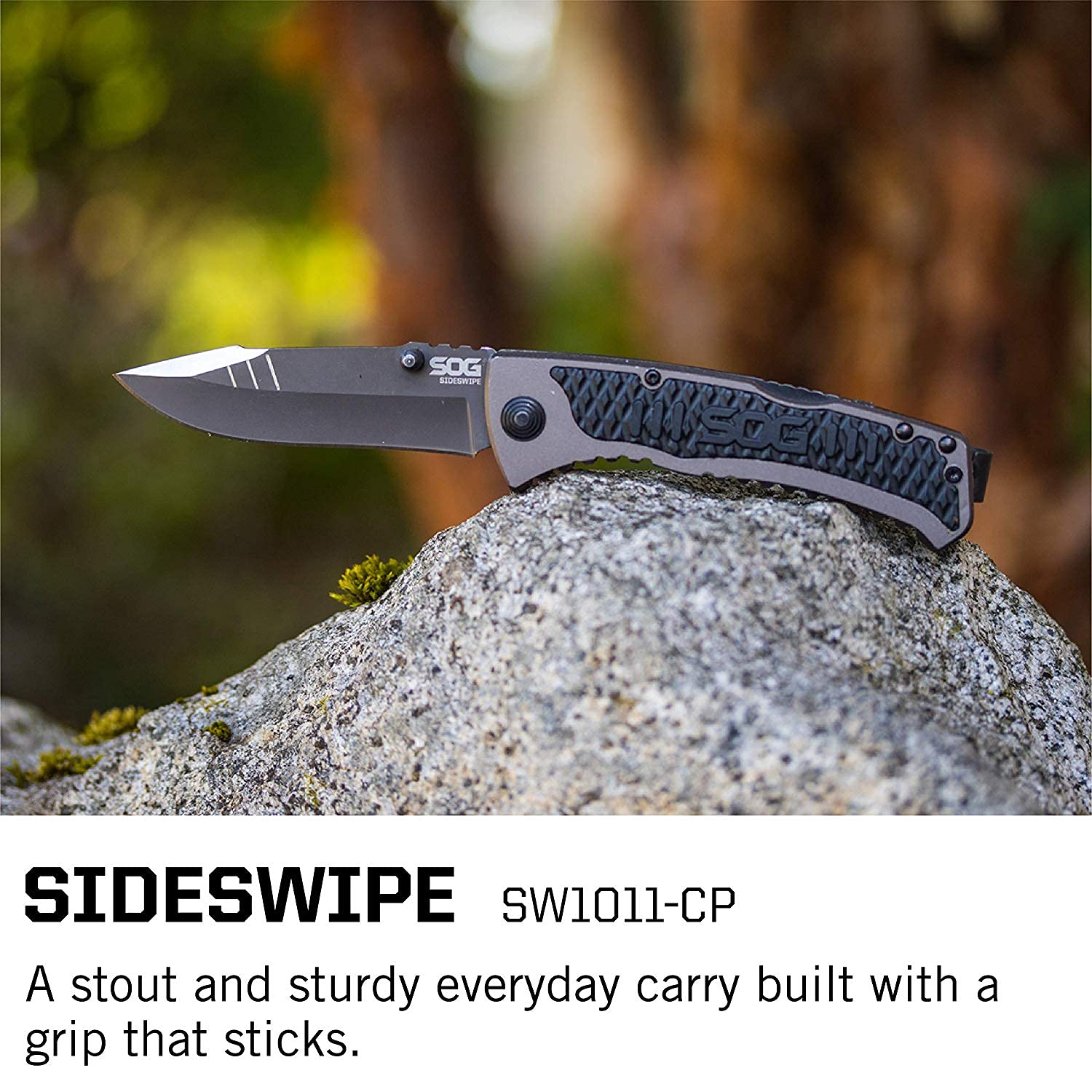 SOG Pocket Knife and Folding Knife - Sideswipe EDC Knife, Flip Knife with 3.4 Inch Assisted Opening Blade and Reversible Pocket Clip,Grey