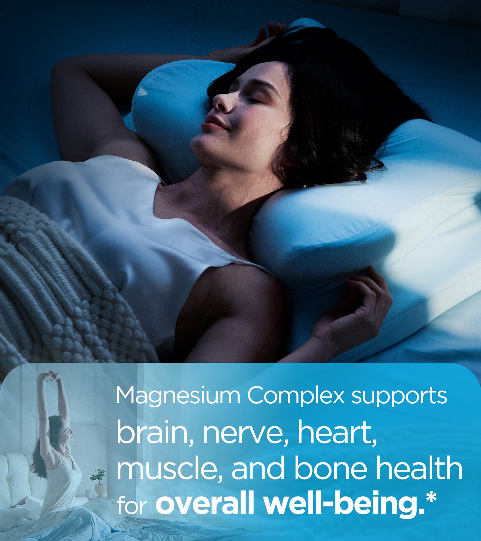 Quadruple Magnesium Supplement, 400mg of Chelate Magnesium Glycinate, L-threonate, Citrate & Malate | Max Absorption Complex w/Vitamin D3 & B6, for Sleep Heart Muscles Nerves, Non-GMO, 60 Vegan Caps