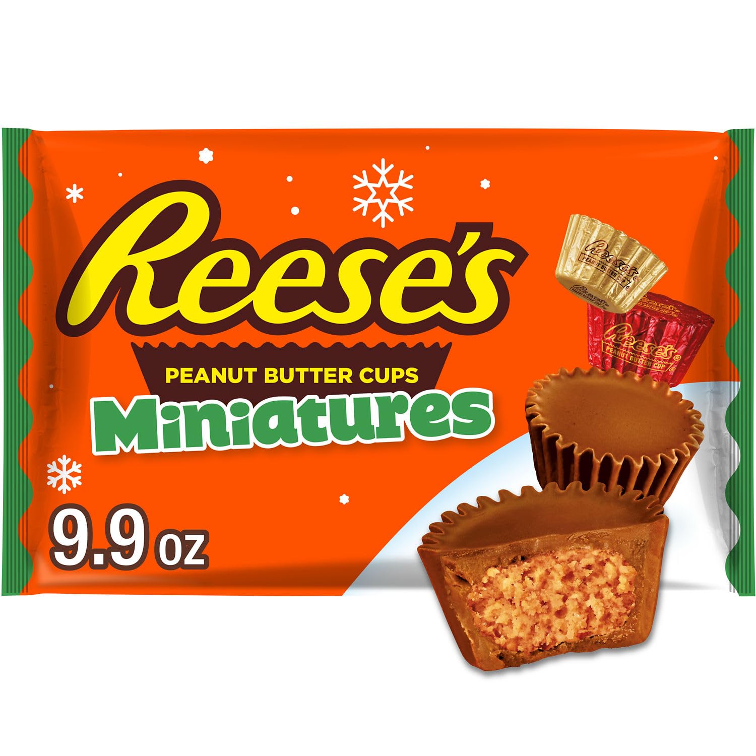 REESE'S Miniatures Milk Chocolate Peanut Butter Cups, Christmas Stocking Stuffer Candy Bag, 9.9 oz