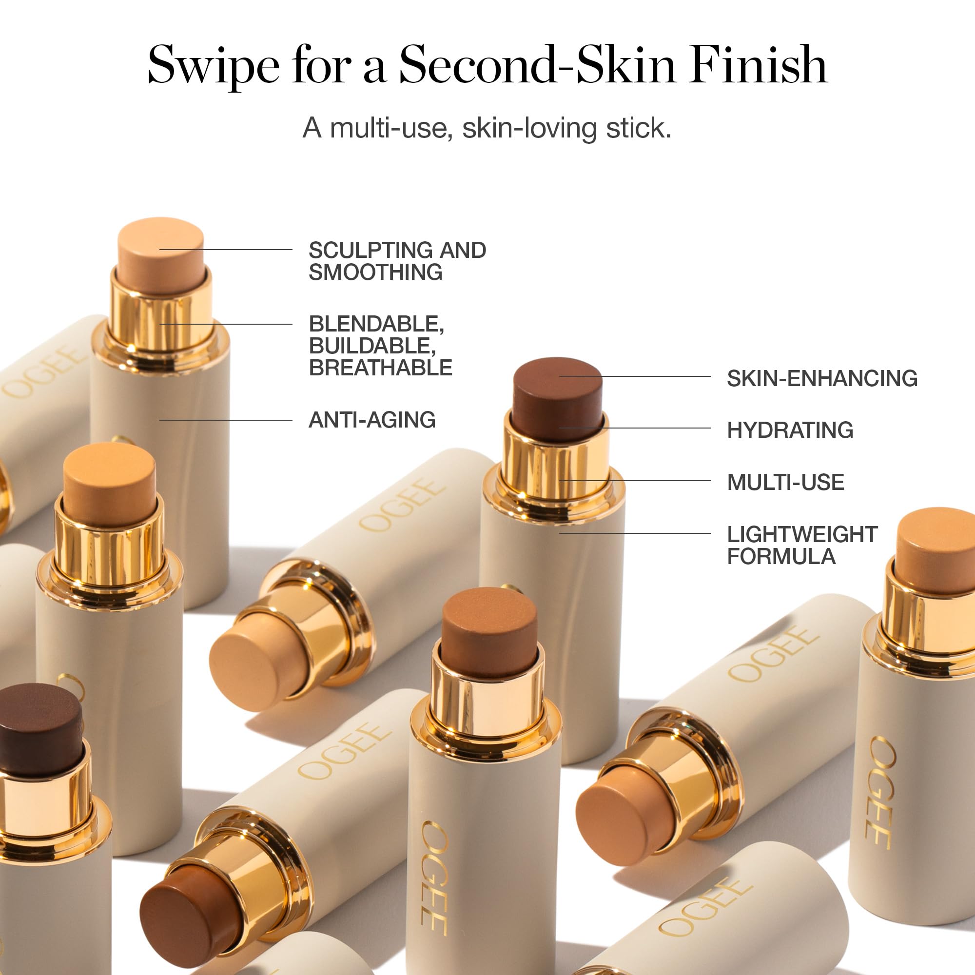 Ogee Sculpted Complexion Foundation Stick (Juniper 3.25W - Medium Light Tan, Olive Undertones) Full Coverage Foundation Makeup - Instantly Balance & Even Complexion - 70% Organic Ingredients
