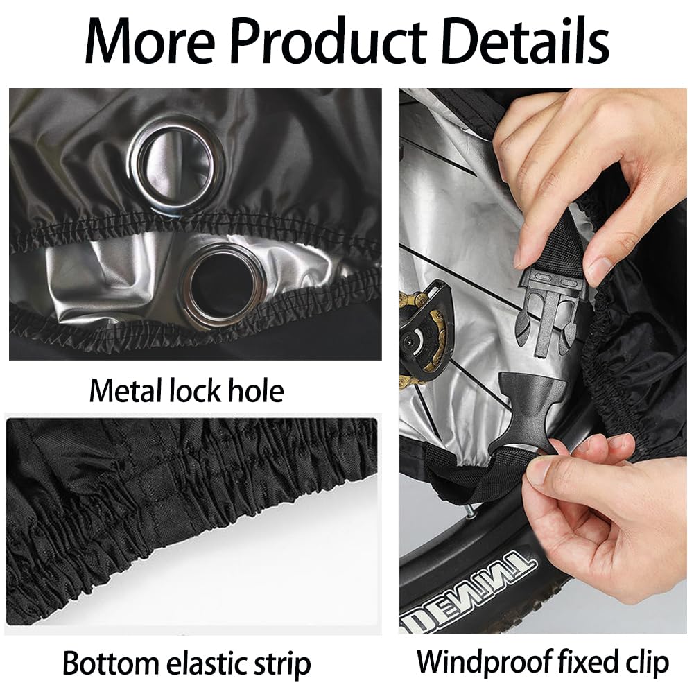 Bike Covers for 2 or 3 Bikes, [2024 Upgraded] 2XL Large Outdoor Waterproof Bicycle Covers with Lock Hole for Mountain Road Electric Bicycle Bikes