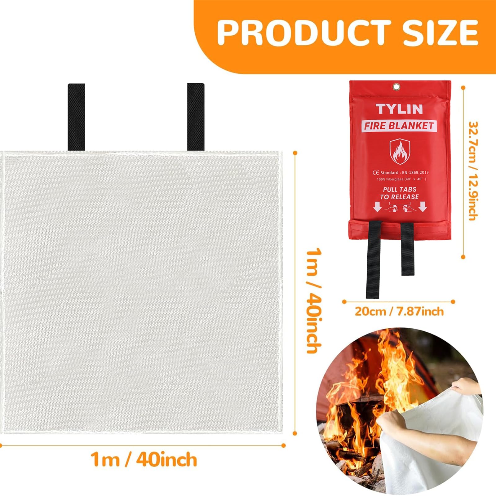 TYLIN Fire Blanket – Emergency Fire Blanket for Home & Kitchen, High Heat Resistant Fire Suppression Blankets for Home Safety, Kitchen, and Camping (4)